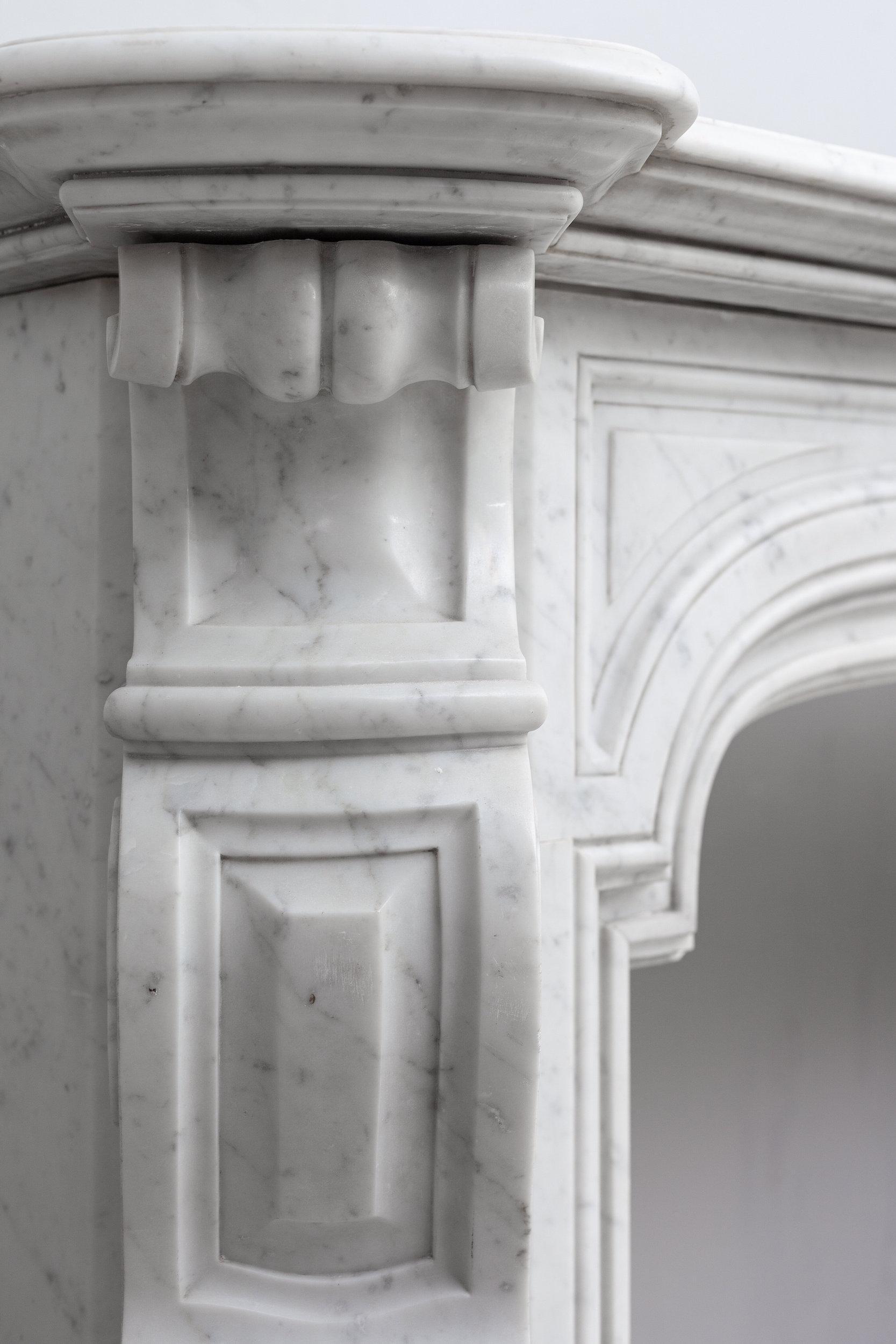 White marble, surround fireplace, white carrara marble.