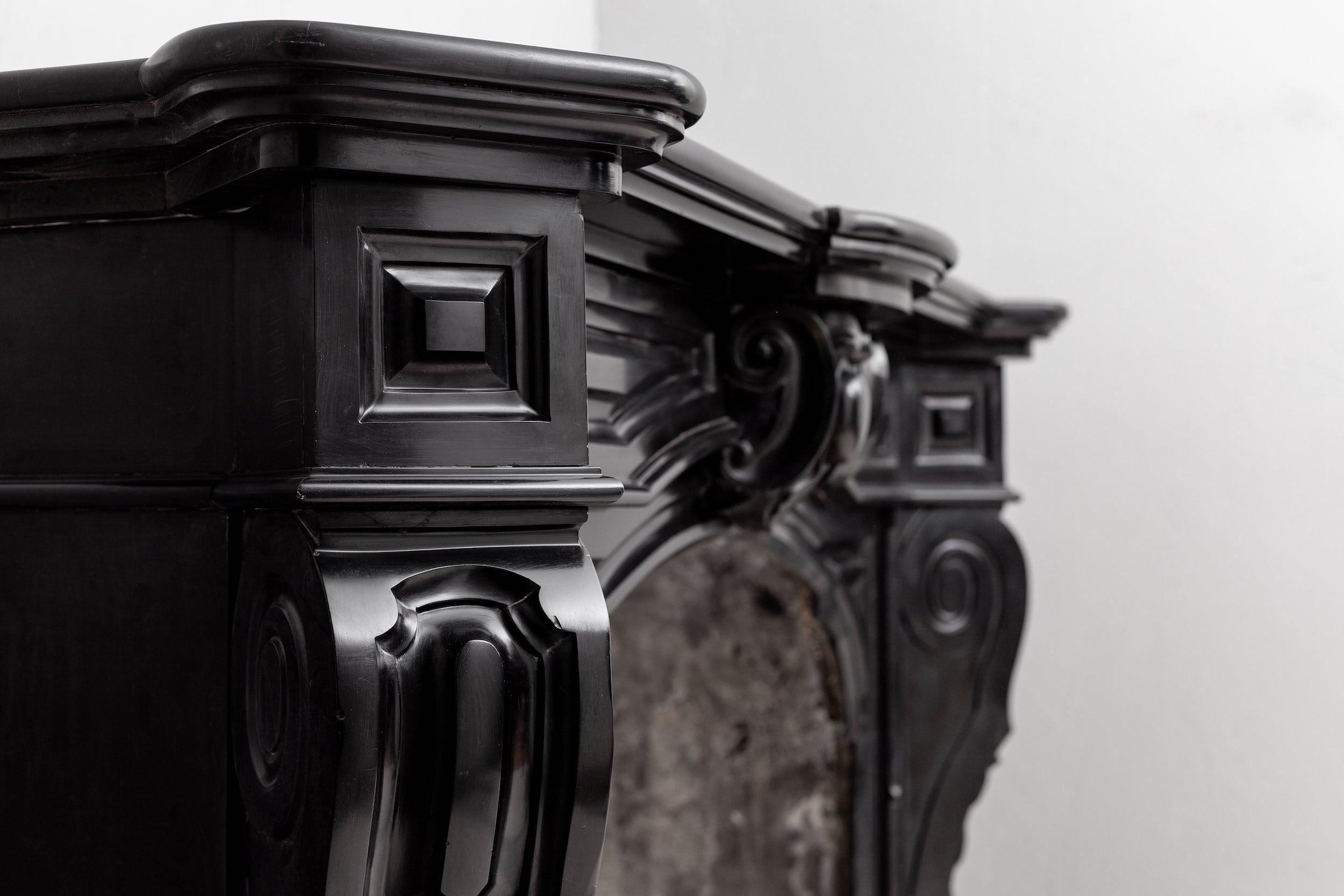 Black marble, surround fireplace, noir de maizy.