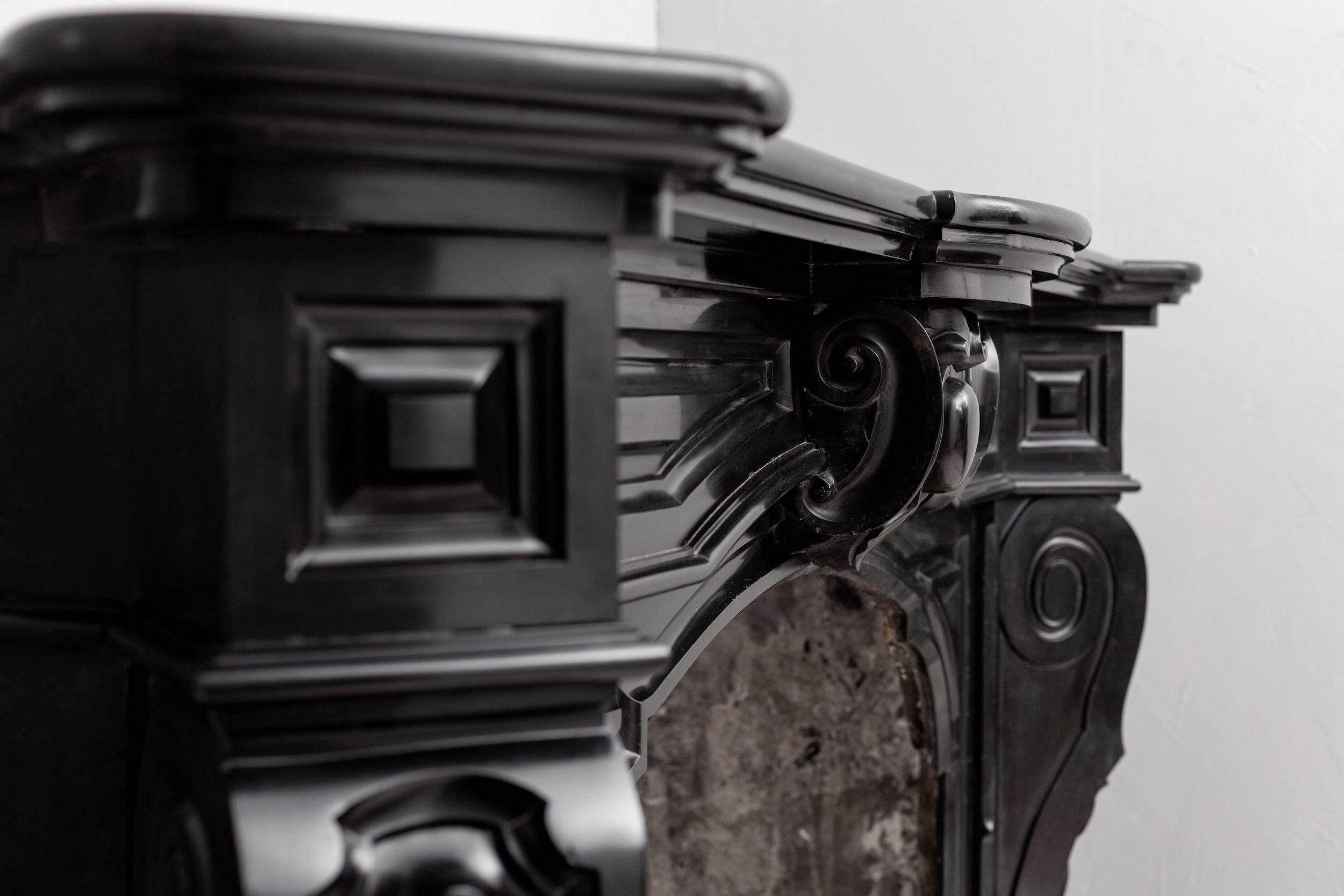 Black marble, surround fireplace, noir de maizy.