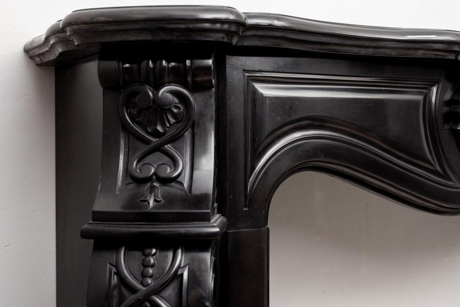 Black marble, front fireplace, noir de maizy.