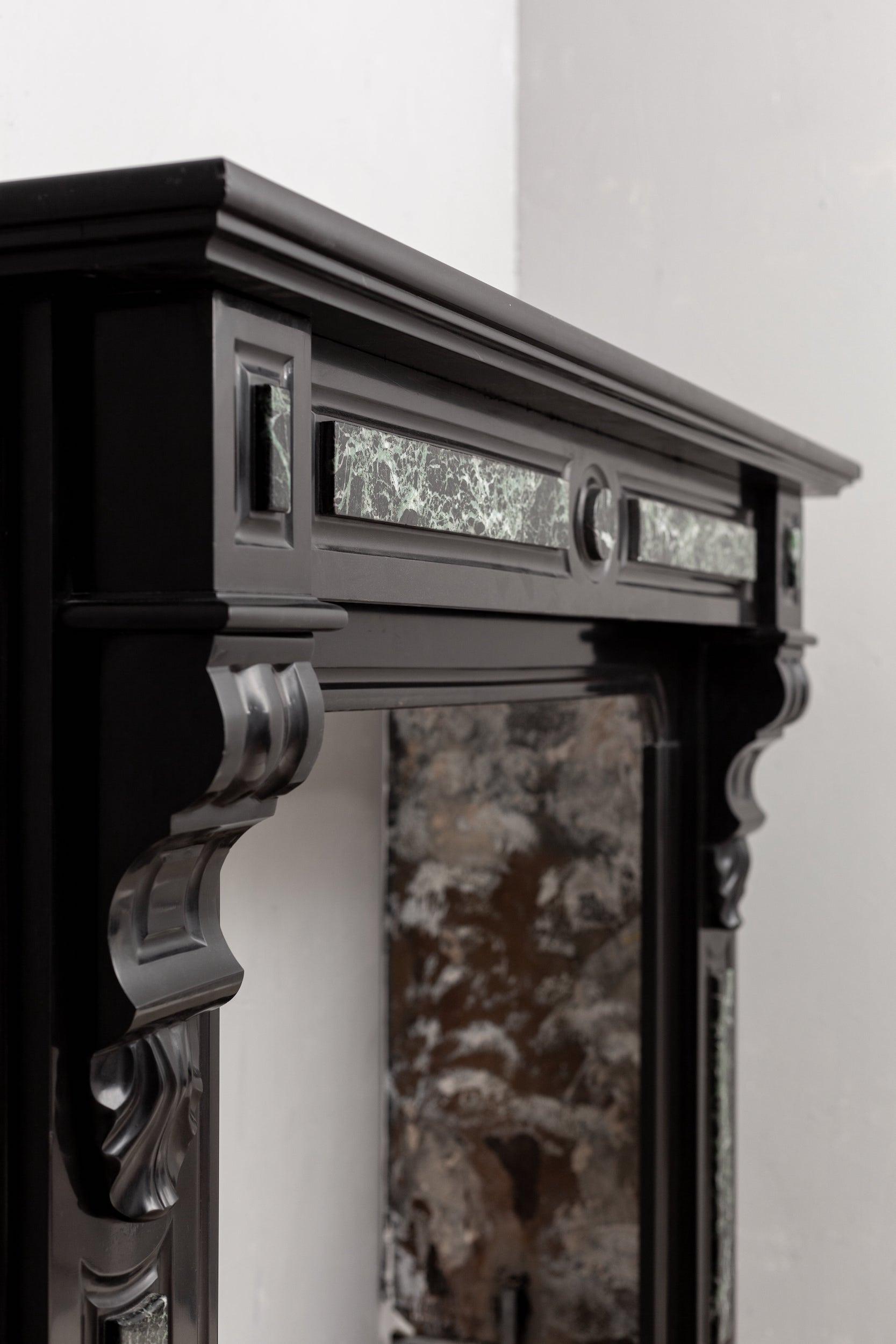 Black marble, surround fireplace, noir de maizy.