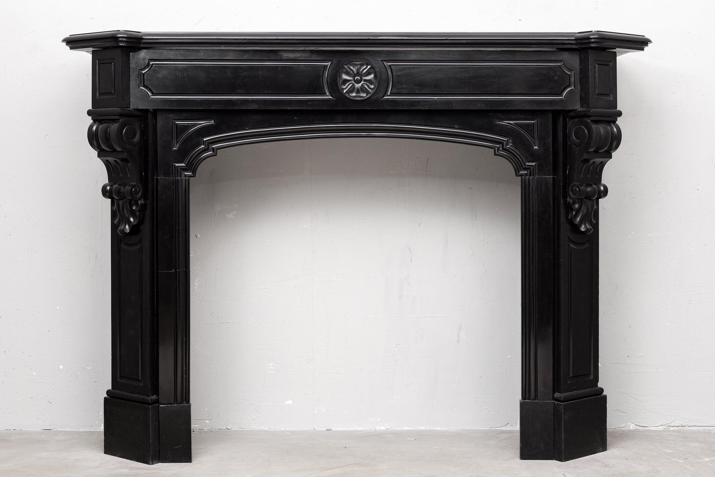 Black marble, surround fireplace, noir de maizy.