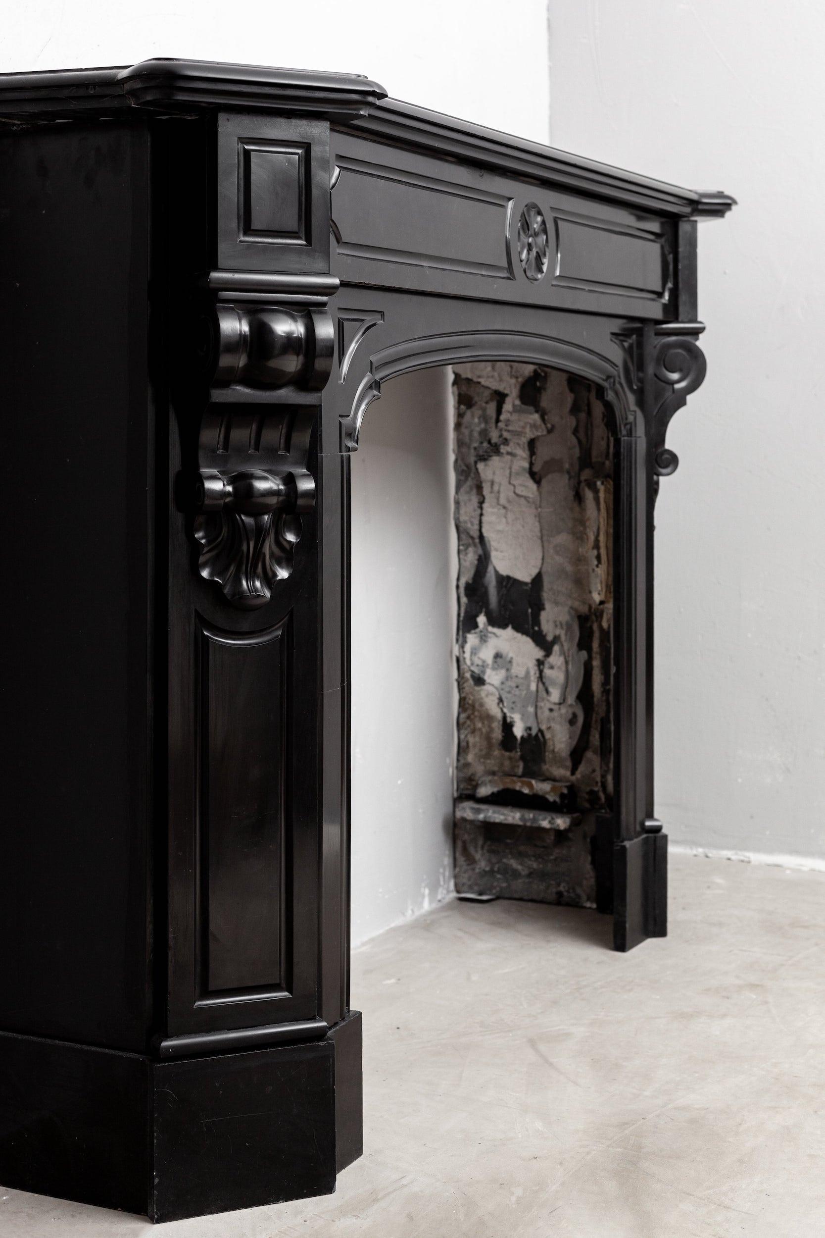 Black marble, surround fireplace, noir de maizy.