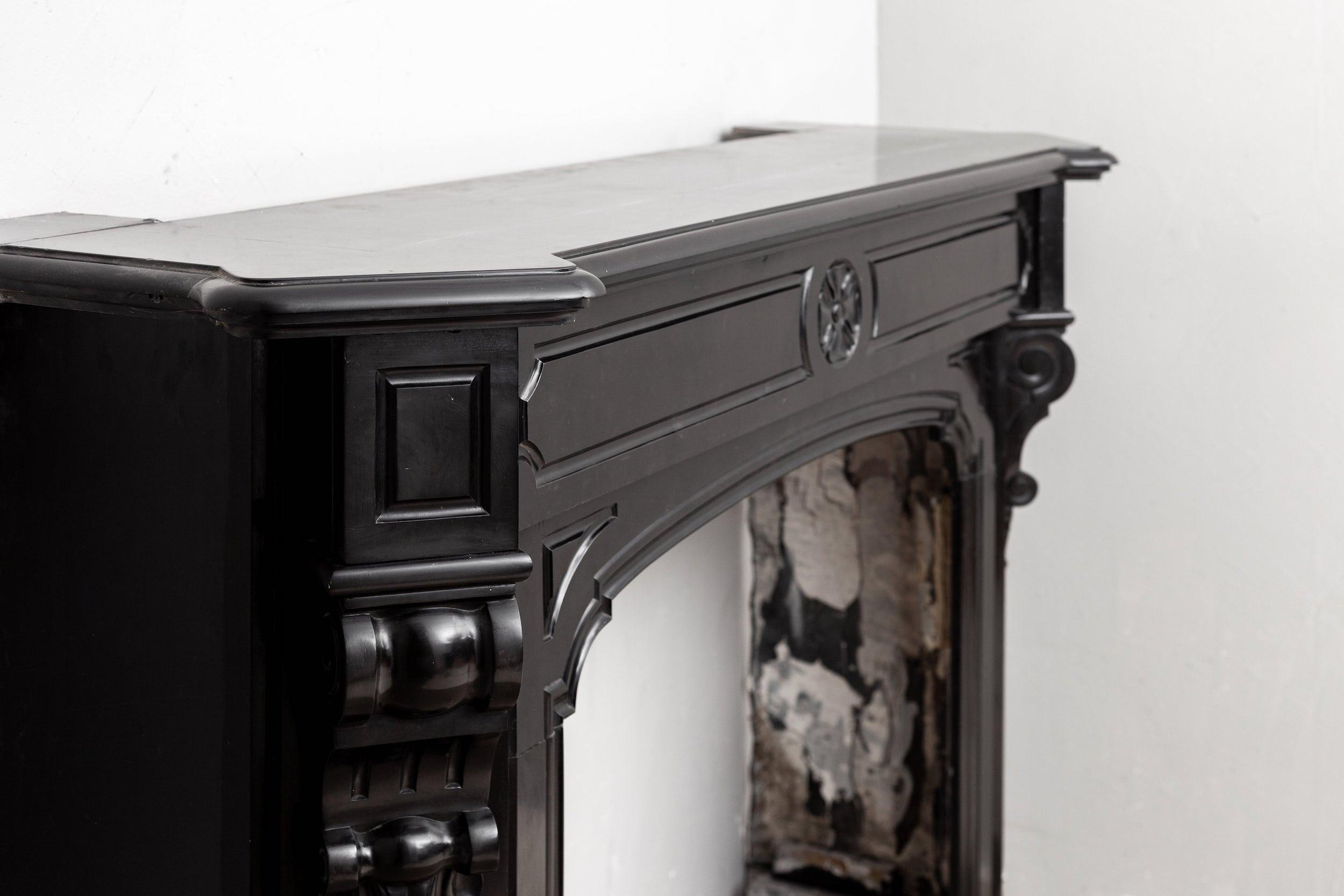 Black marble, surround fireplace, noir de maizy.