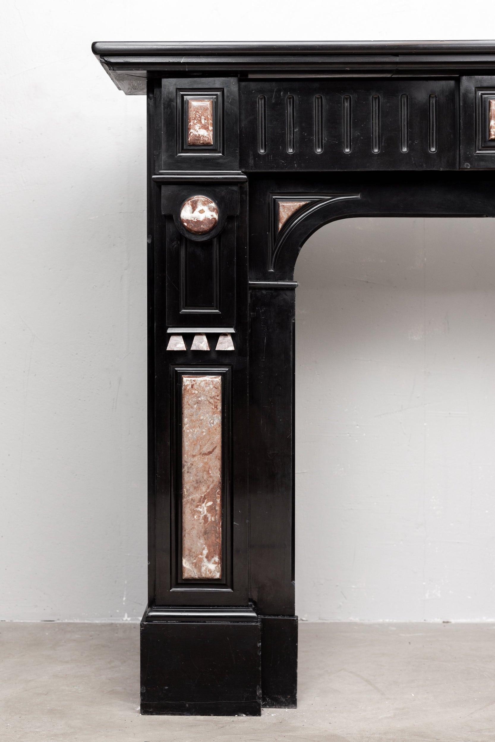 Black marble, surround fireplace, noir de maizy.
