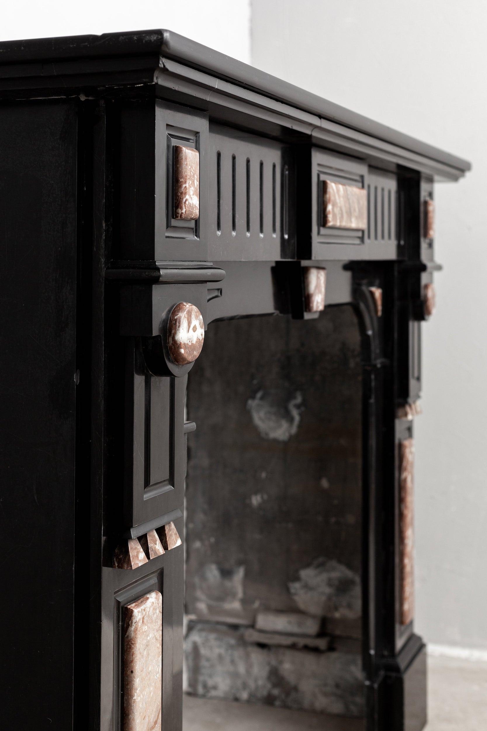 Black marble, surround fireplace, noir de maizy.