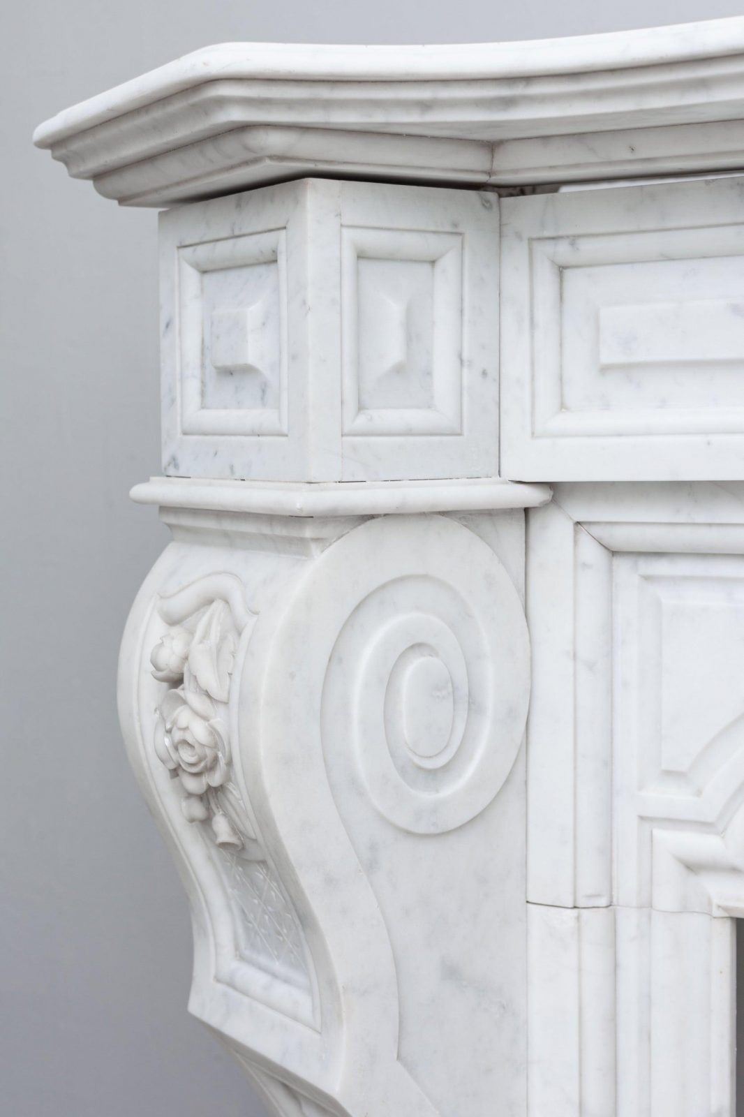 NEOCLASSIC WHITE MARBLE ANTIQUE FIREPLACE - Image 2