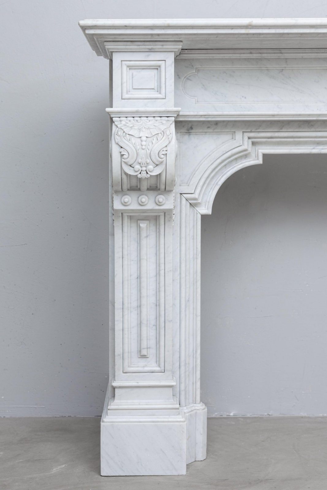 LOUIS XV CARRARA WHITE MARBLE ANTIQUE FIREPLACE - Image 6