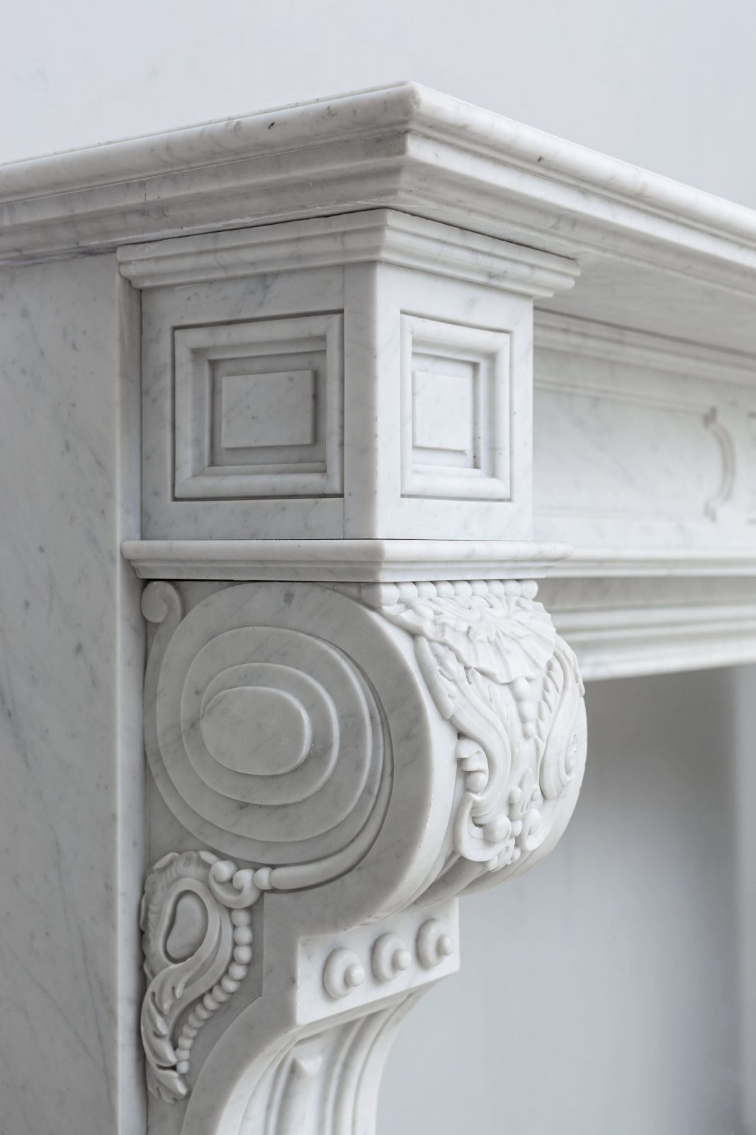 LOUIS XV CARRARA WHITE MARBLE ANTIQUE FIREPLACE - Image 5