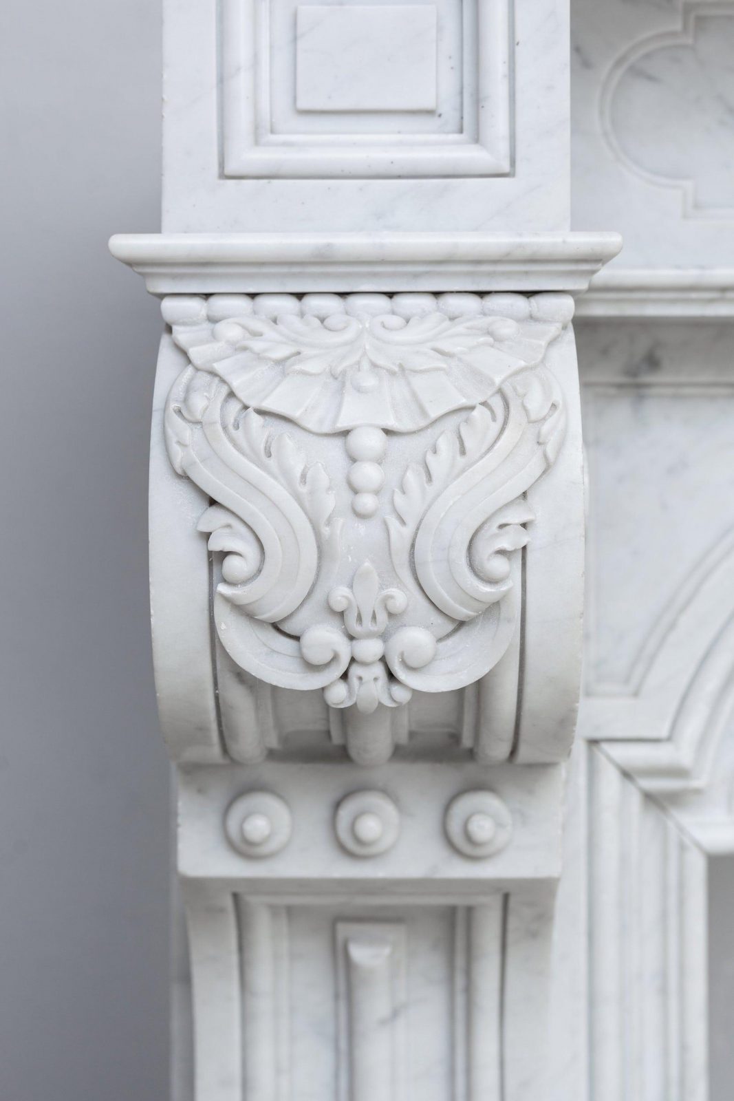 LOUIS XV CARRARA WHITE MARBLE ANTIQUE FIREPLACE - Image 4