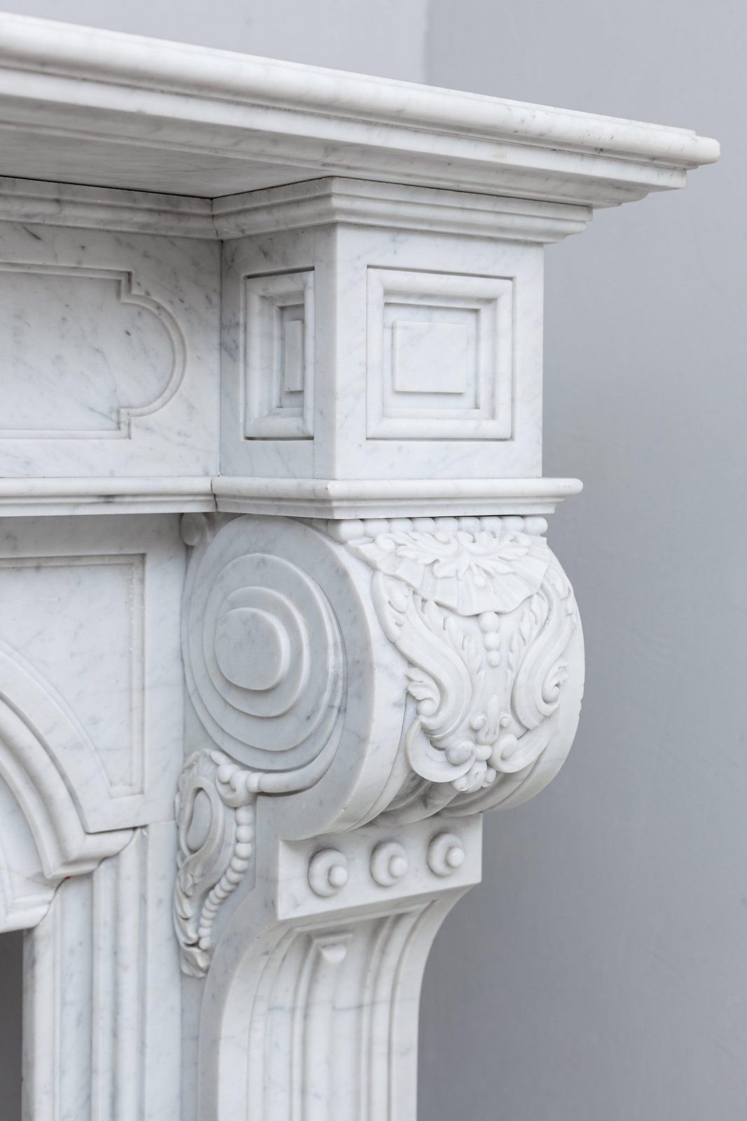 LOUIS XV CARRARA WHITE MARBLE ANTIQUE FIREPLACE - Image 2