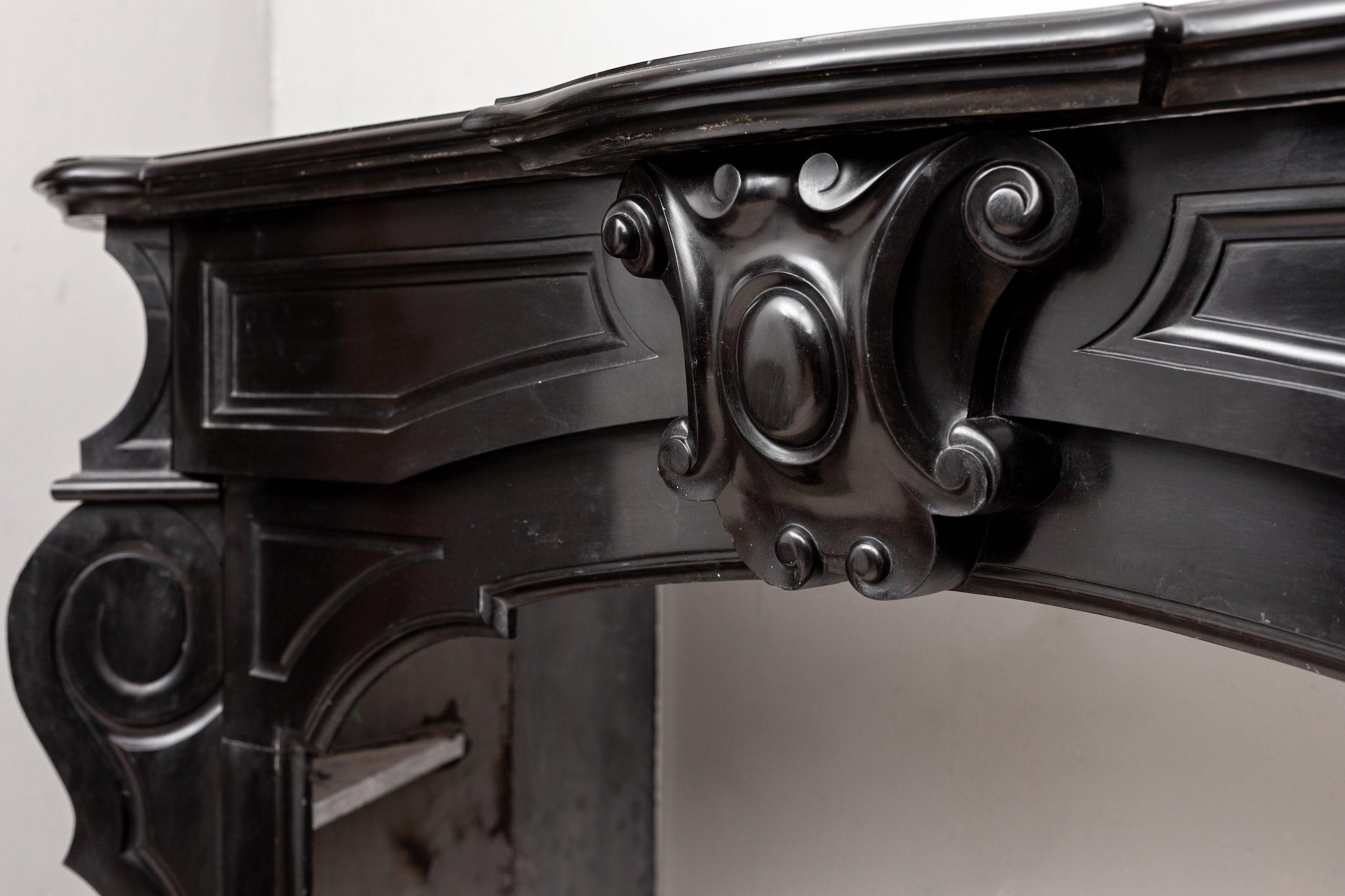 LOUIS XV STYLE NOIR DE MAZY ANTIQUE FIREPLACE - Image 4