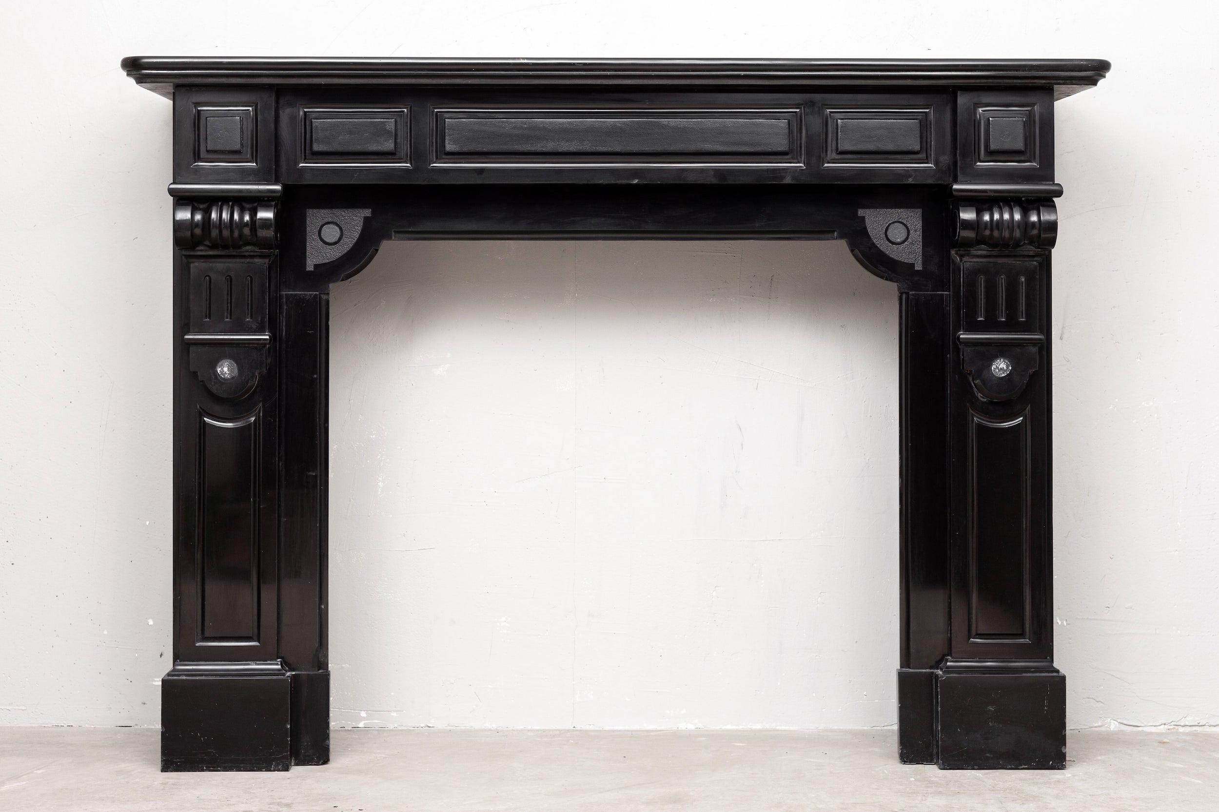 Black marble, front fireplace, noir de maizy.