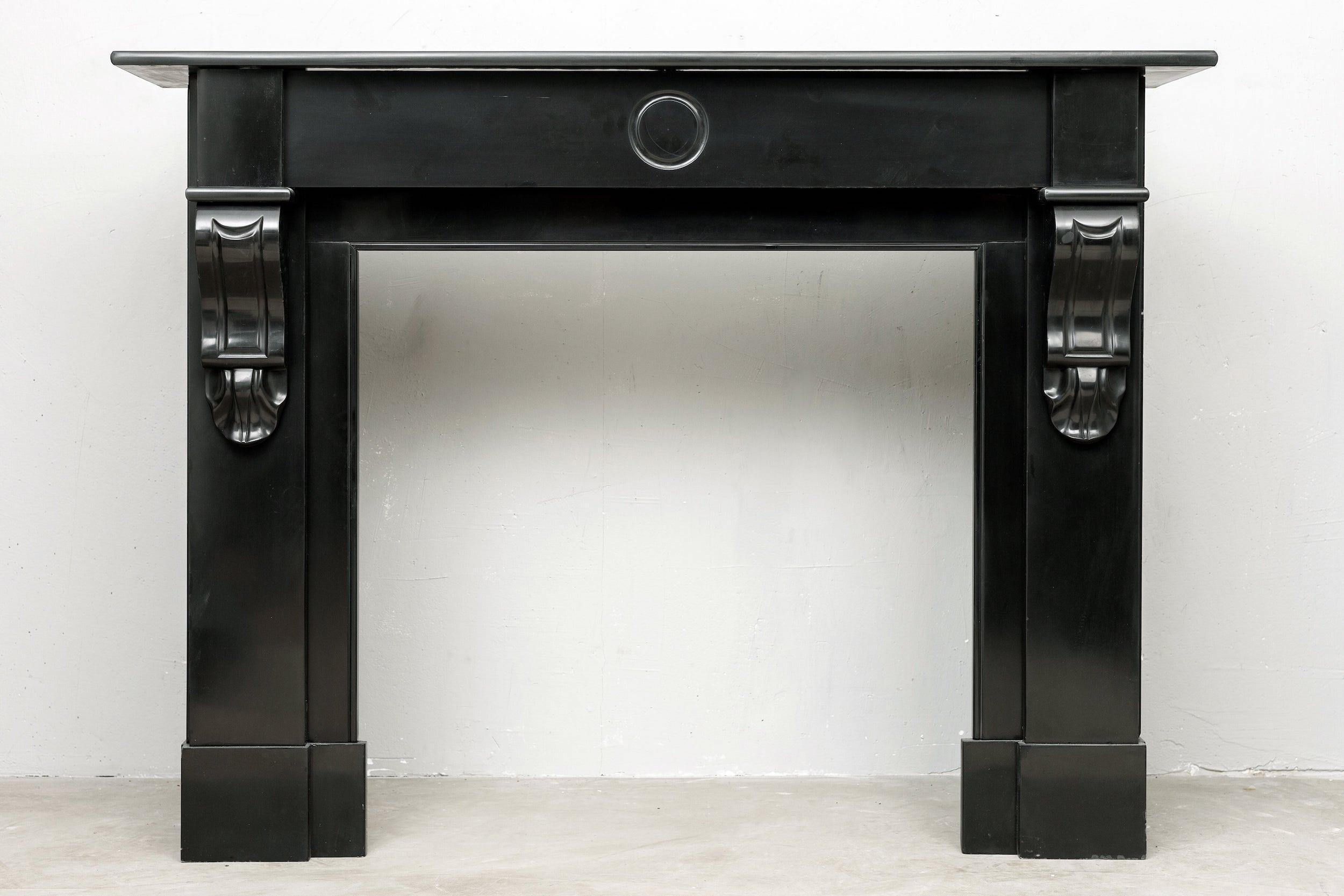 BLACK MARBLE ANTIQUE FIREPLACE