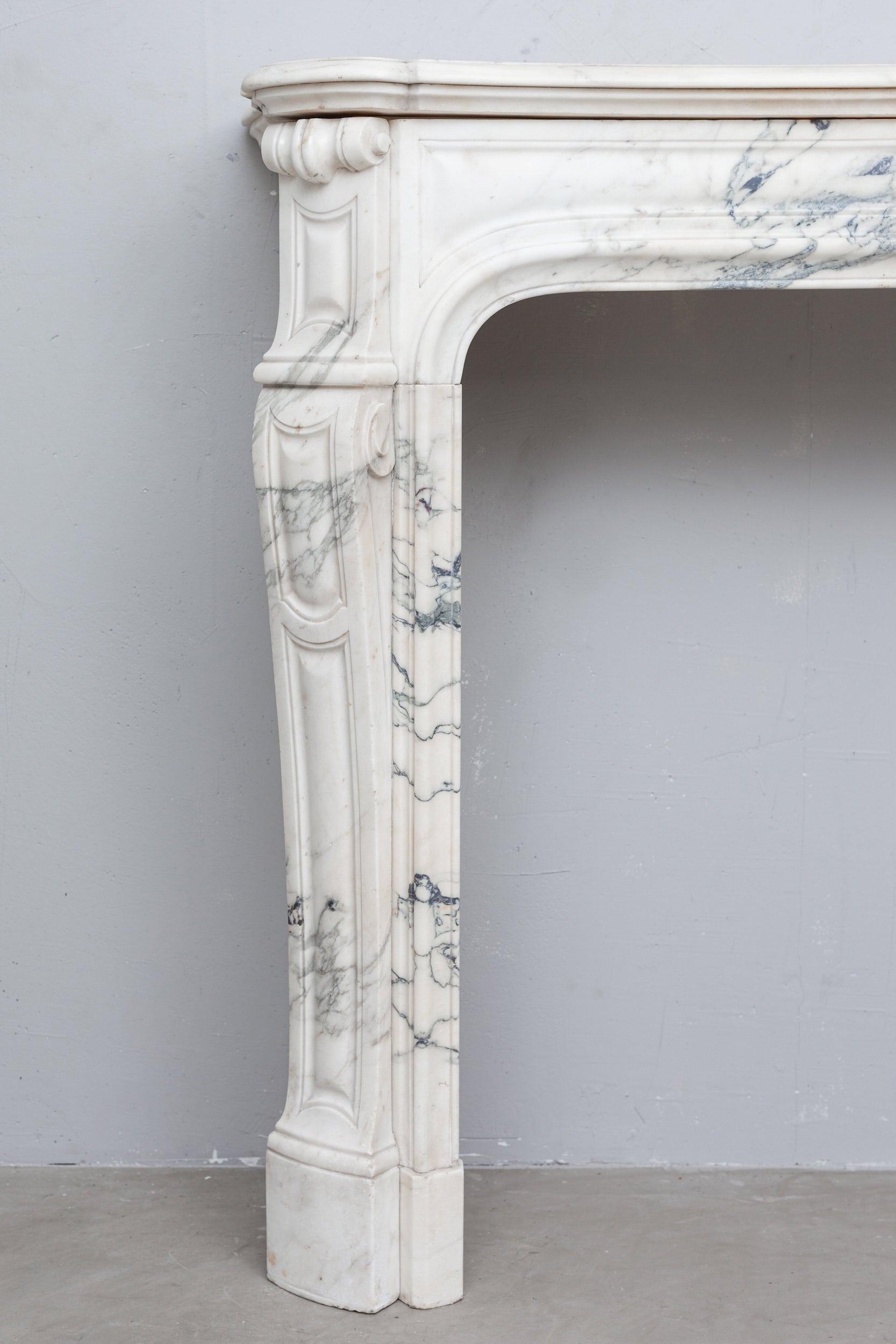 CARRARA WHITE MARBLE ANTIQUE FIREPLACE - Image 2