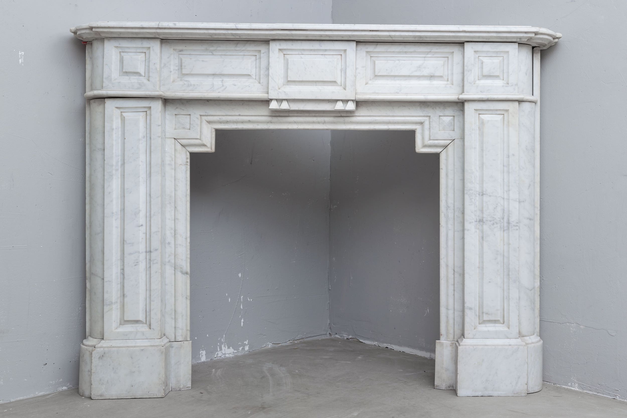 NEOCLASSIC WHITE MARBLE ANTIQUE FIREPLACE - Image 2