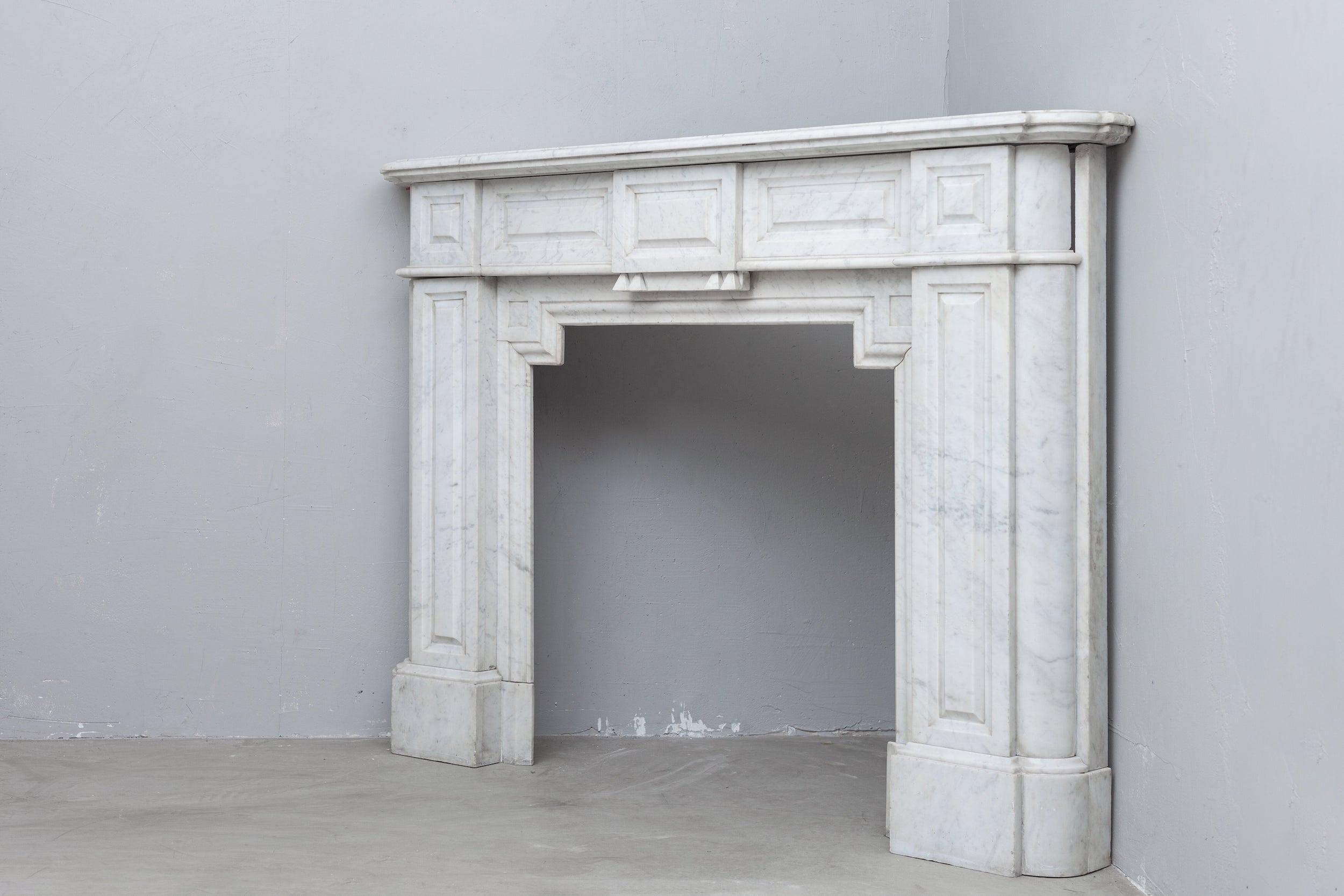 NEOCLASSIC WHITE MARBLE ANTIQUE FIREPLACE