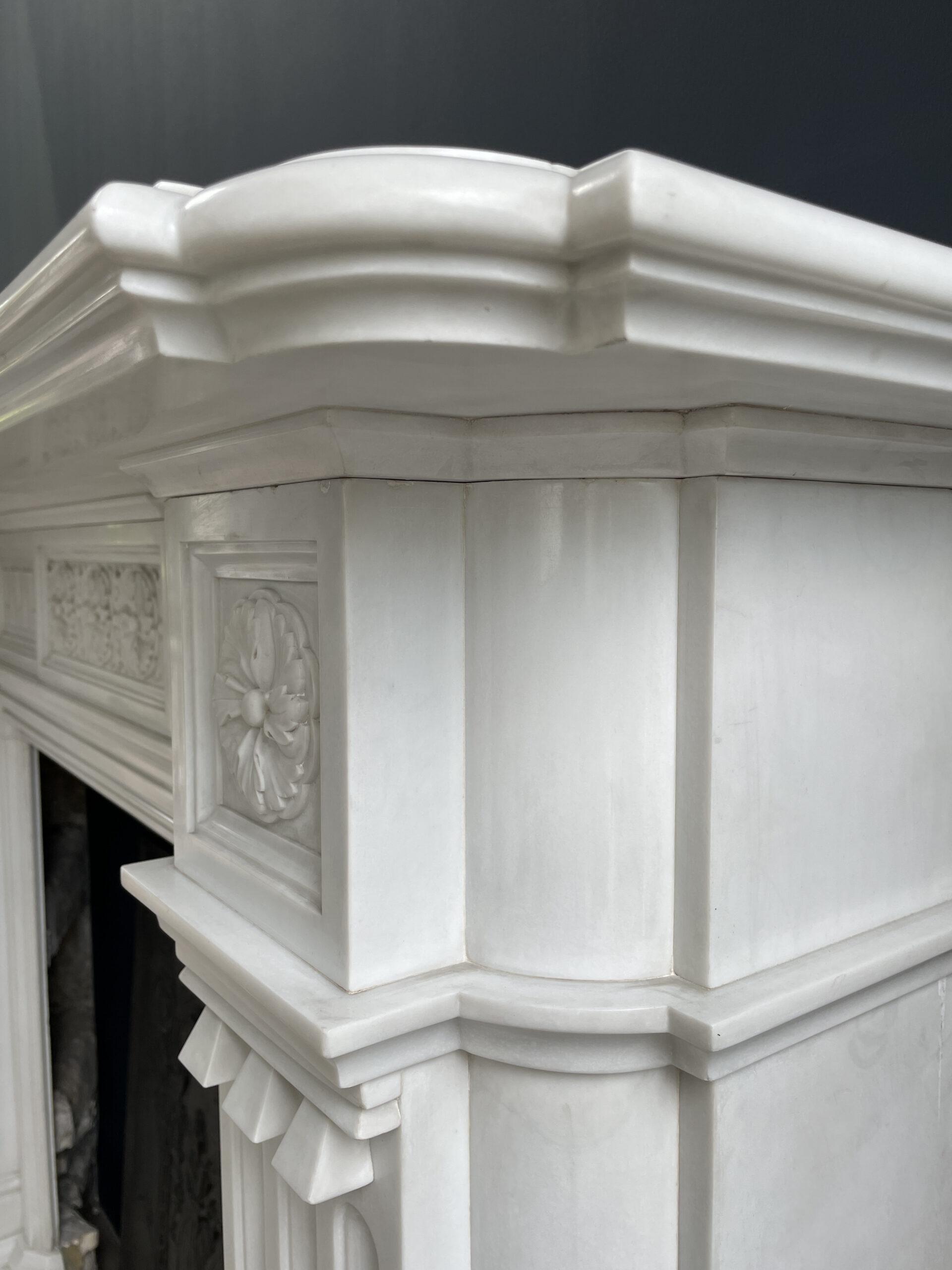 Very Rare Exceptional Statuary Clear White Marble Antique Fireplace Surround - Image 42