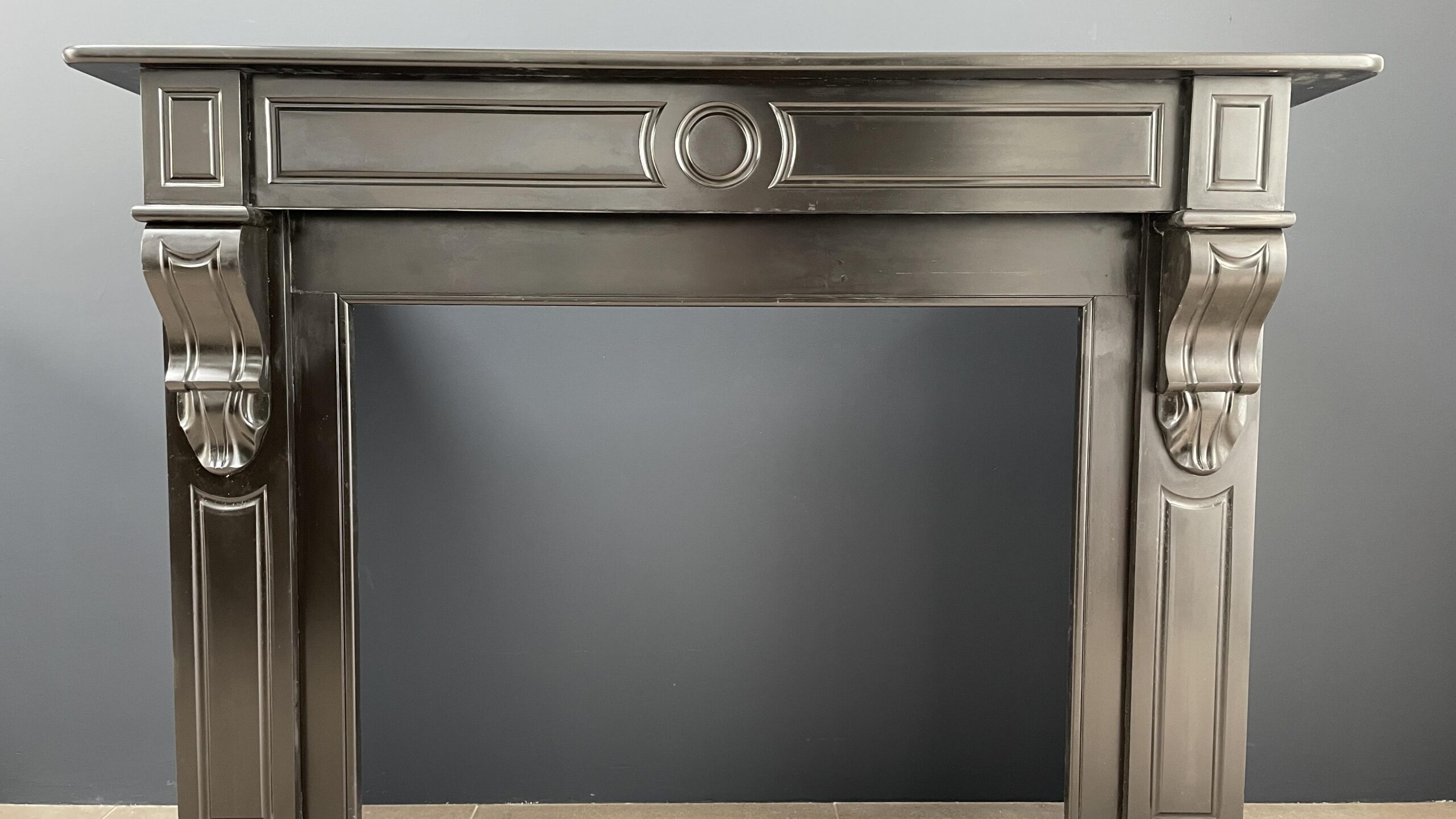 Antique Black Marble Circular Fireplace - Image 11