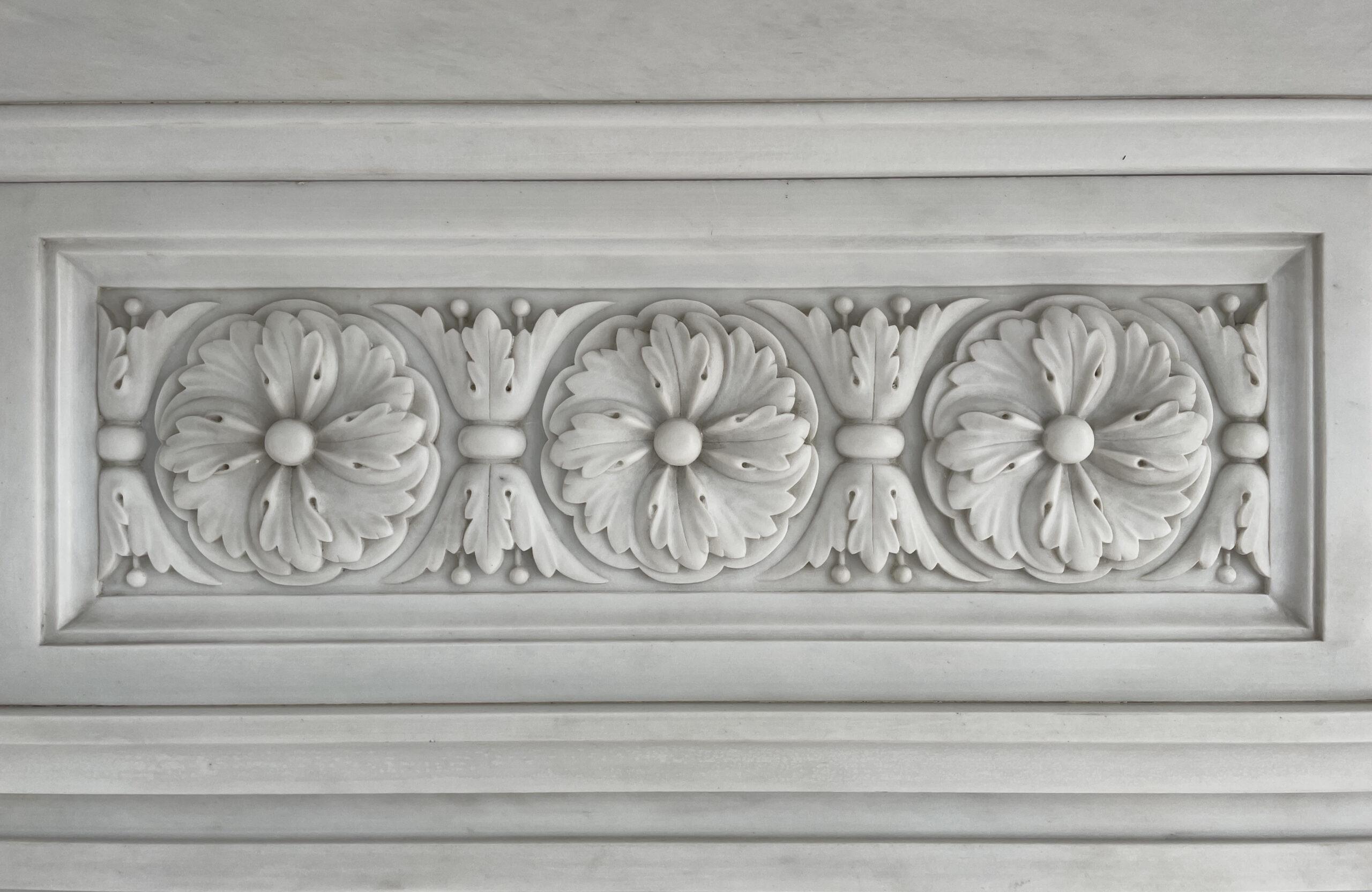 Very Rare Exceptional Statuary Clear White Marble Antique Fireplace Surround - Image 34