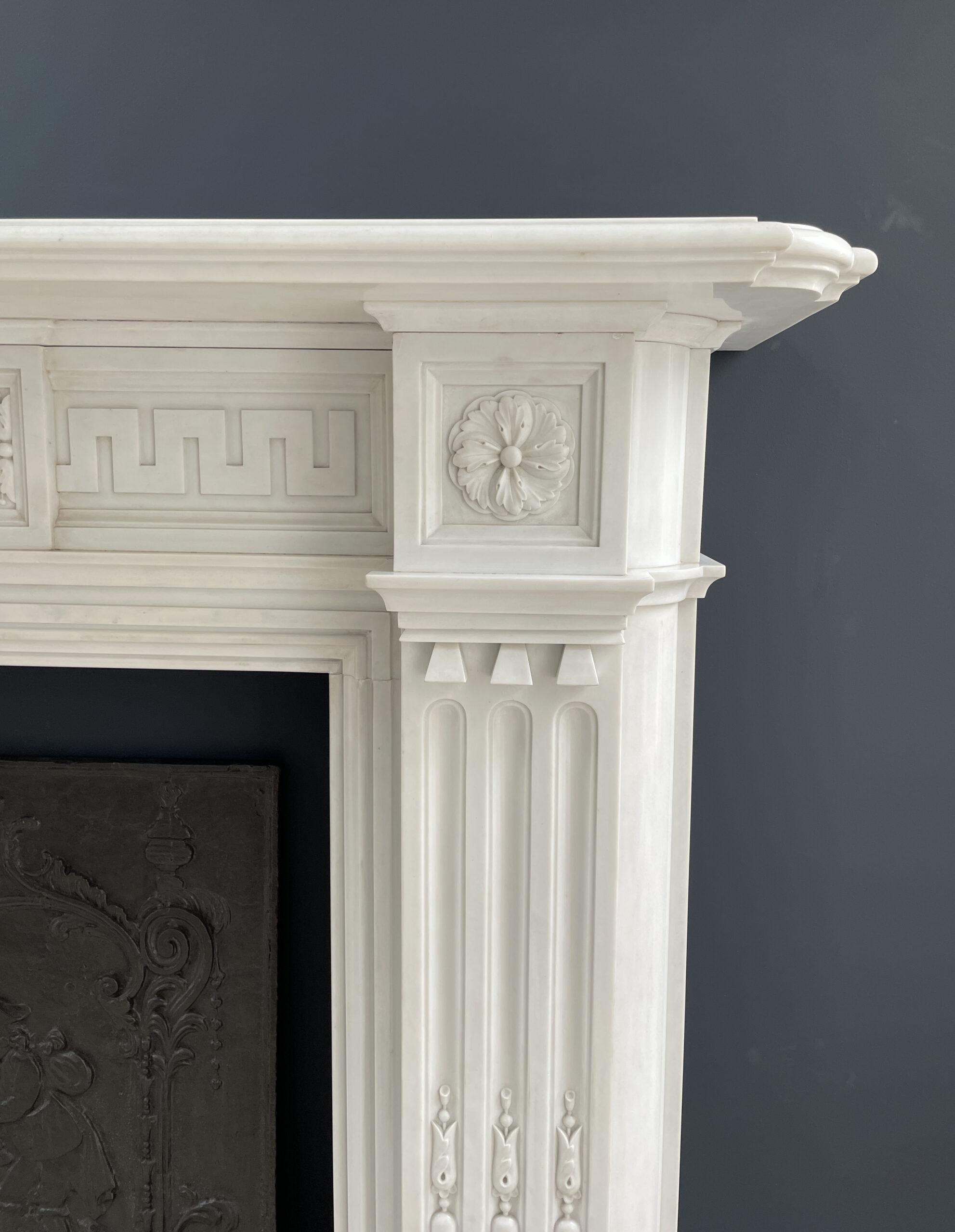Very Rare Exceptional Statuary Clear White Marble Antique Fireplace Surround - Image 31