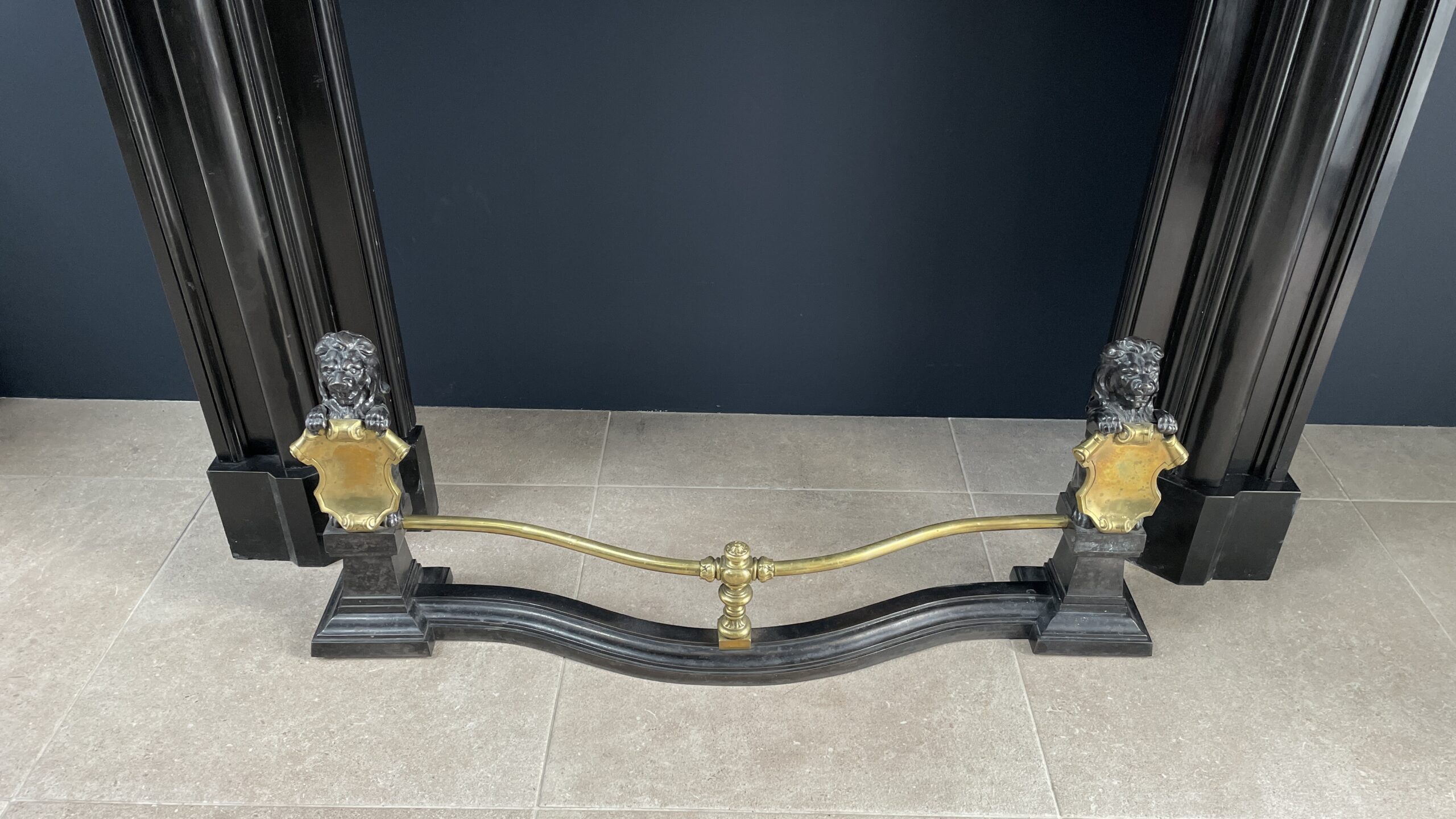 Beautiful Neoclassical Noir De Mazy Black Marble Antique Front Fireplace - Image 7