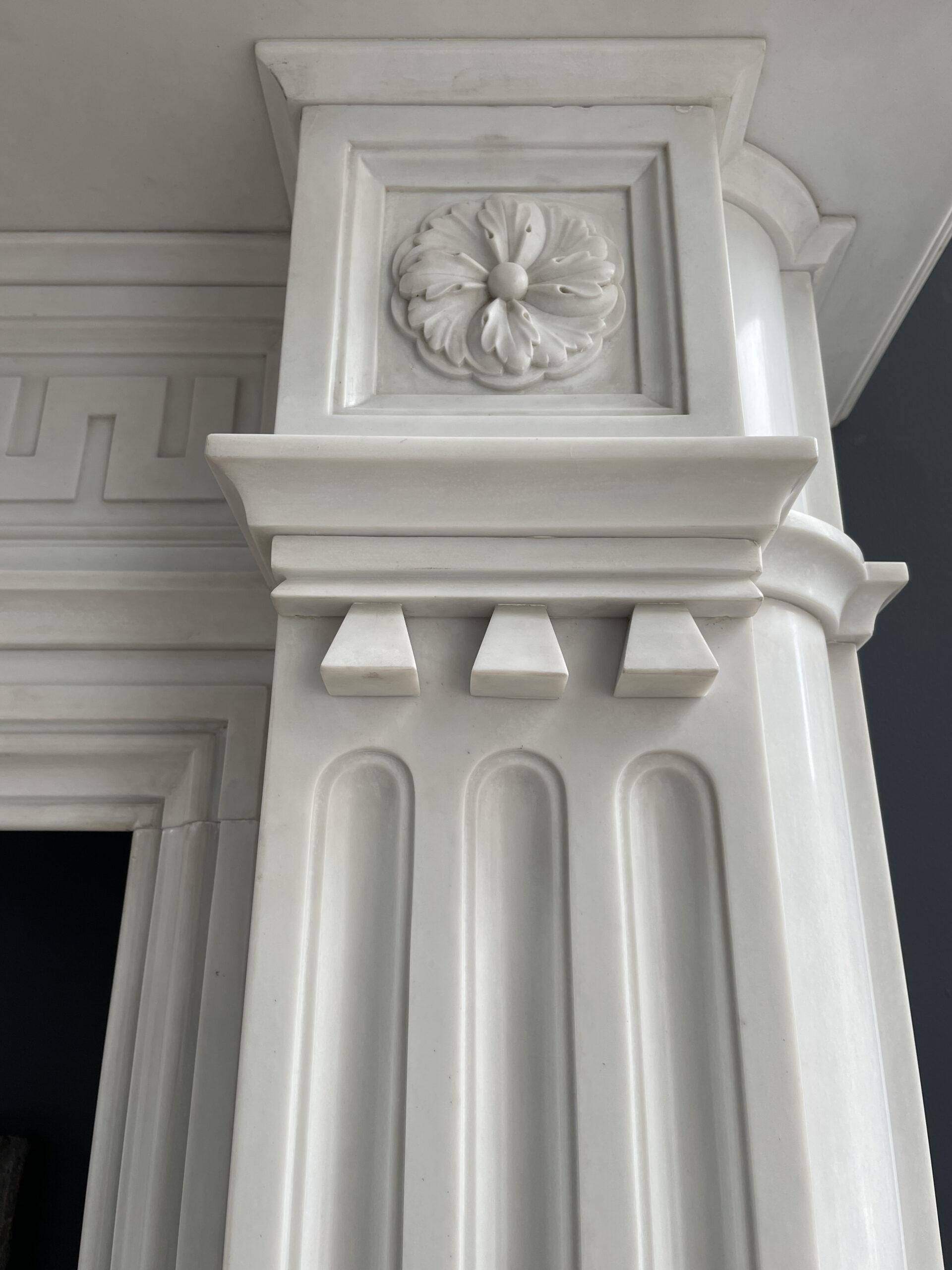Very Rare Exceptional Statuary Clear White Marble Antique Fireplace Surround - Image 41