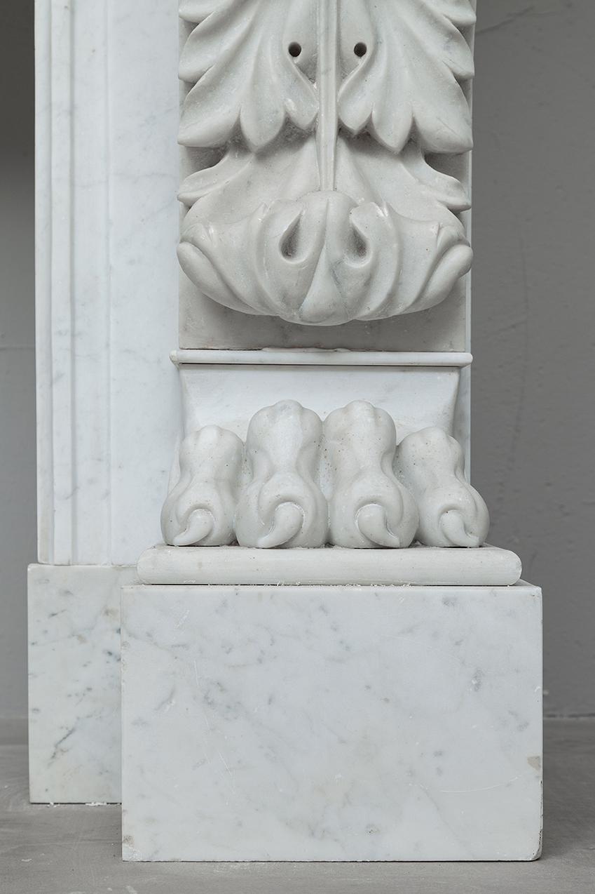LOUIS XV CARRARA WHITE MARBLE ANTIQUE FIREPLACE - Image 4