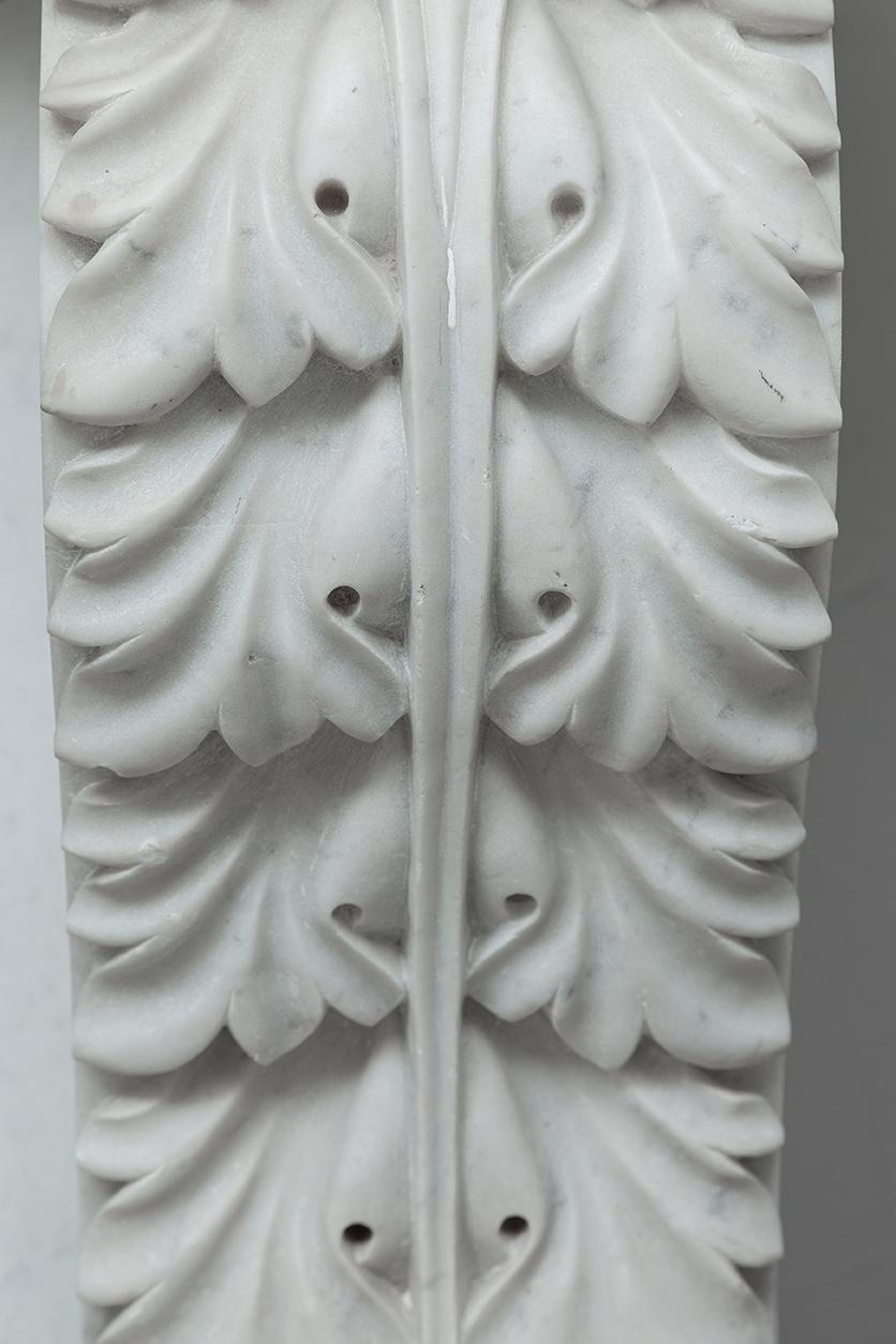 LOUIS XV CARRARA WHITE MARBLE ANTIQUE FIREPLACE - Image 5