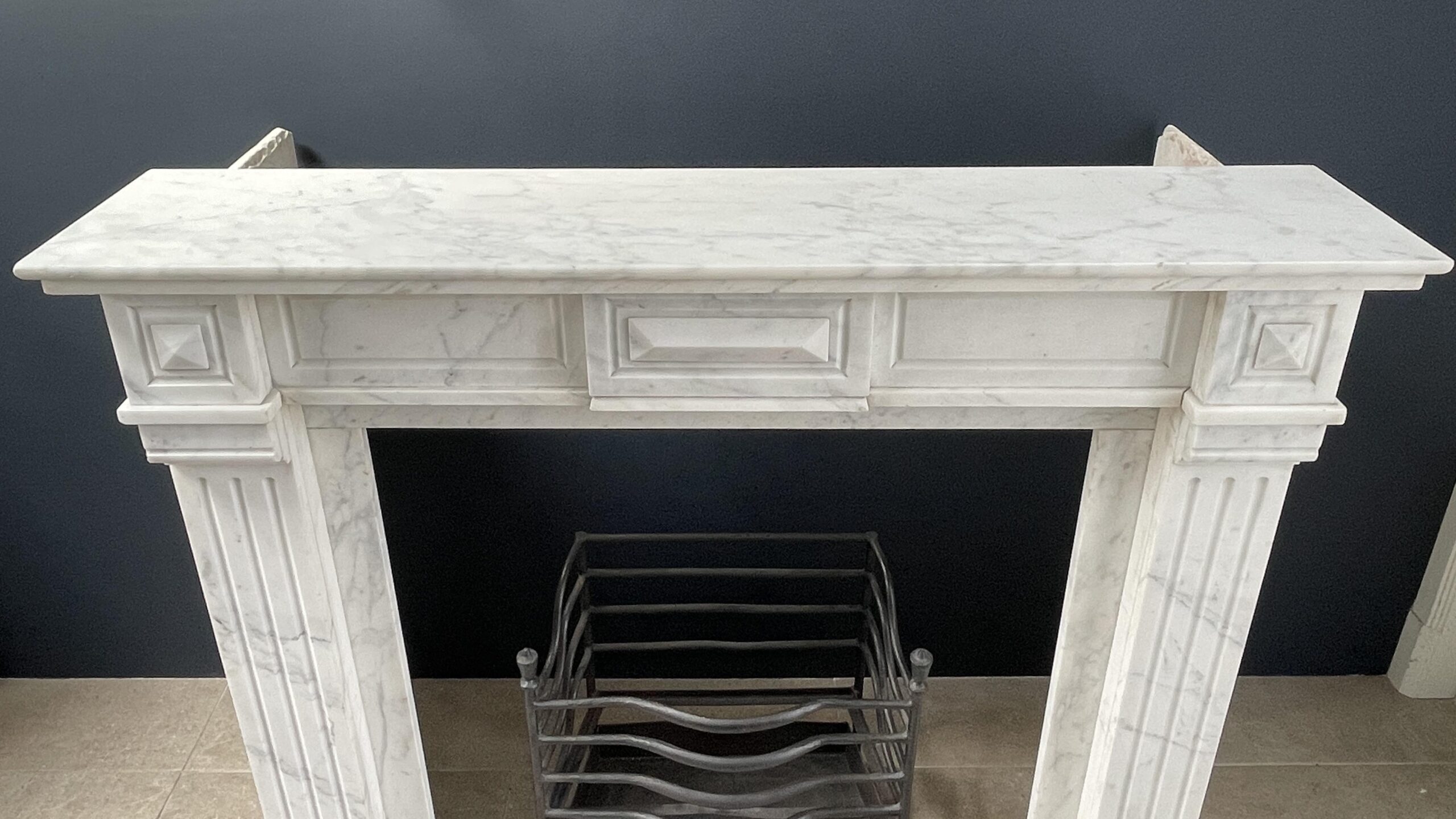 French Louis XV Antique Circulation Fireplace Carrara Marble - Image 4