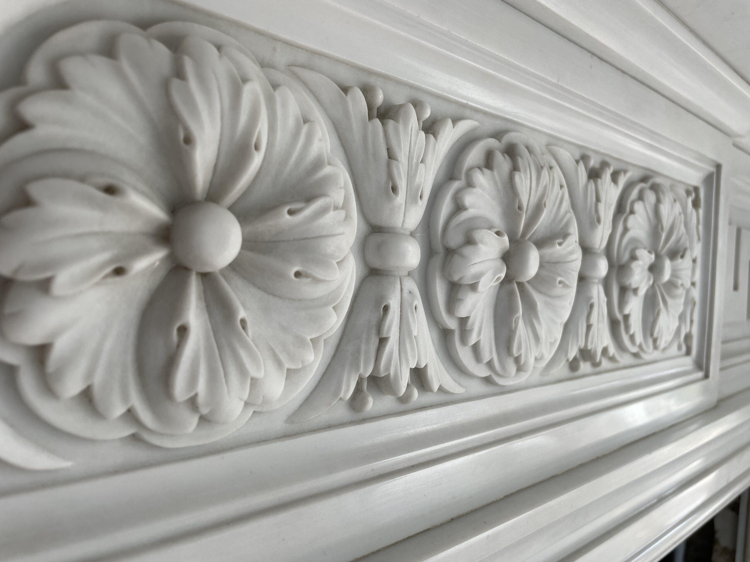 Very Rare Exceptional Statuary Clear White Marble Antique Fireplace Surround - Image 39