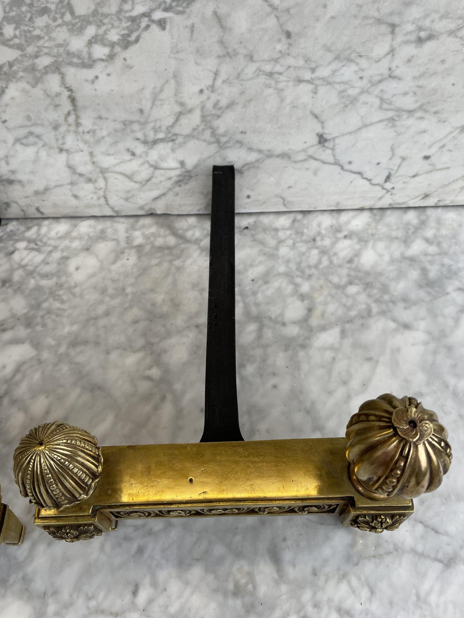 Set Antieke Franse Stookbokken Messing - Afbeelding 7