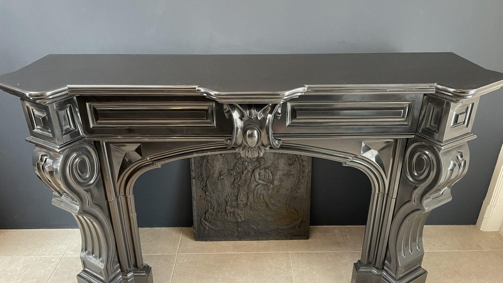 Beautiful Louis XVI Noir de Mazy Antique Circulation Fireplace - Image 23