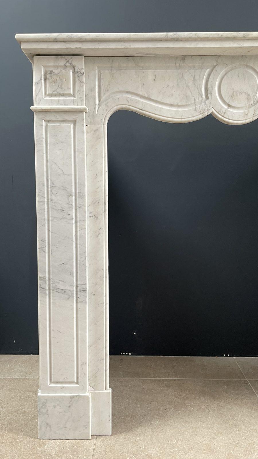French Louis XV Carrara Marble Antique Circulation Fireplace - Image 13