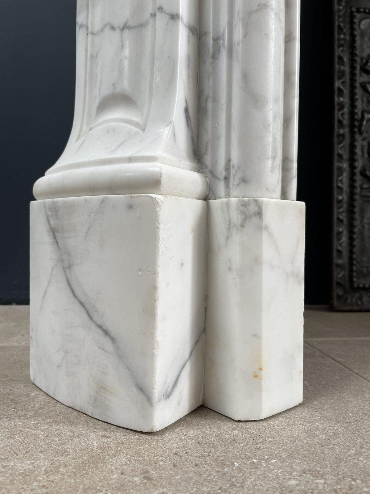 Luxury French Antique Arabescato Marble Circular Fireplace - Image 2