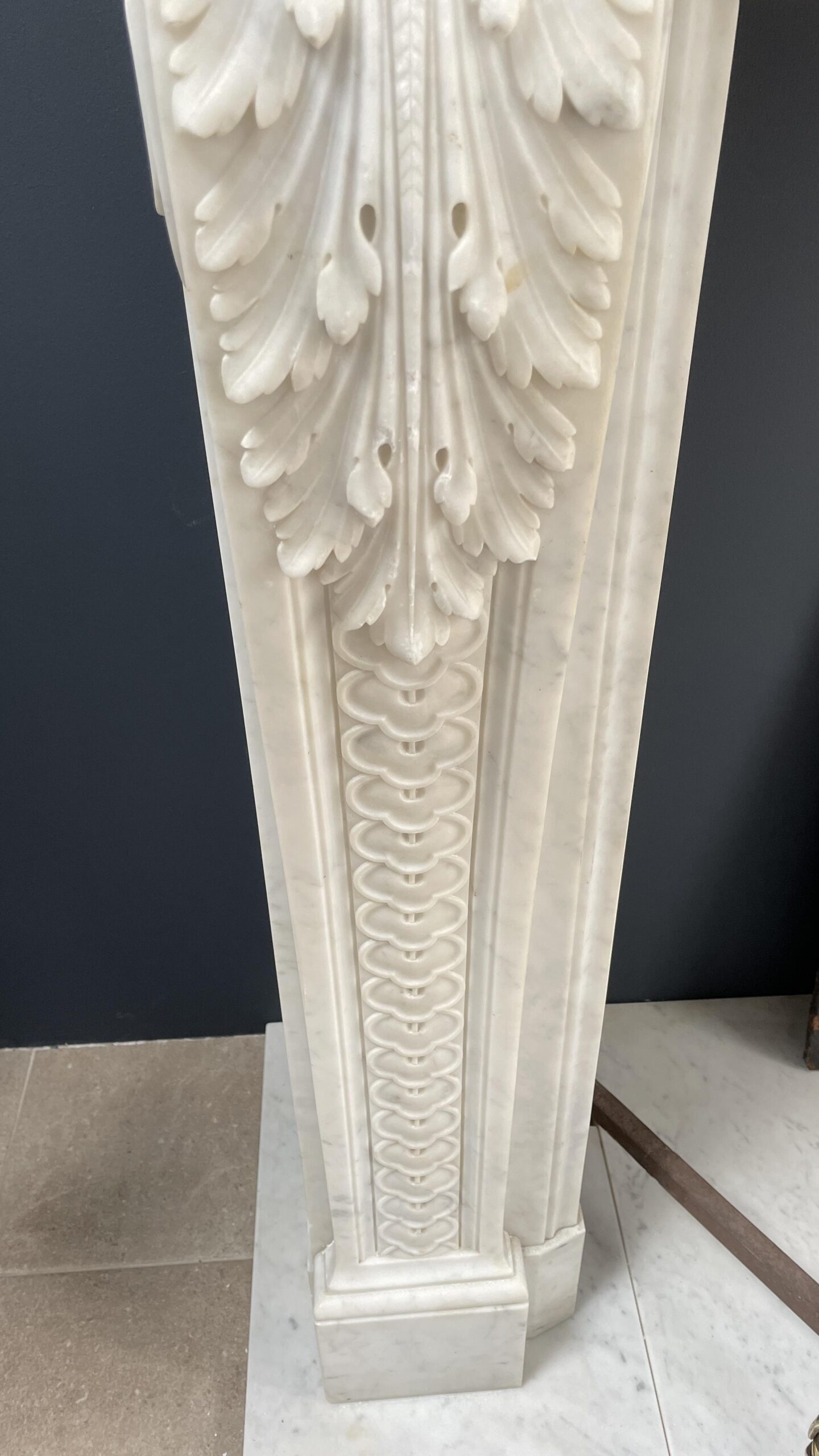 Beautiful Luxury French Antique Front Fireplace Carrara Marmer - Image 5