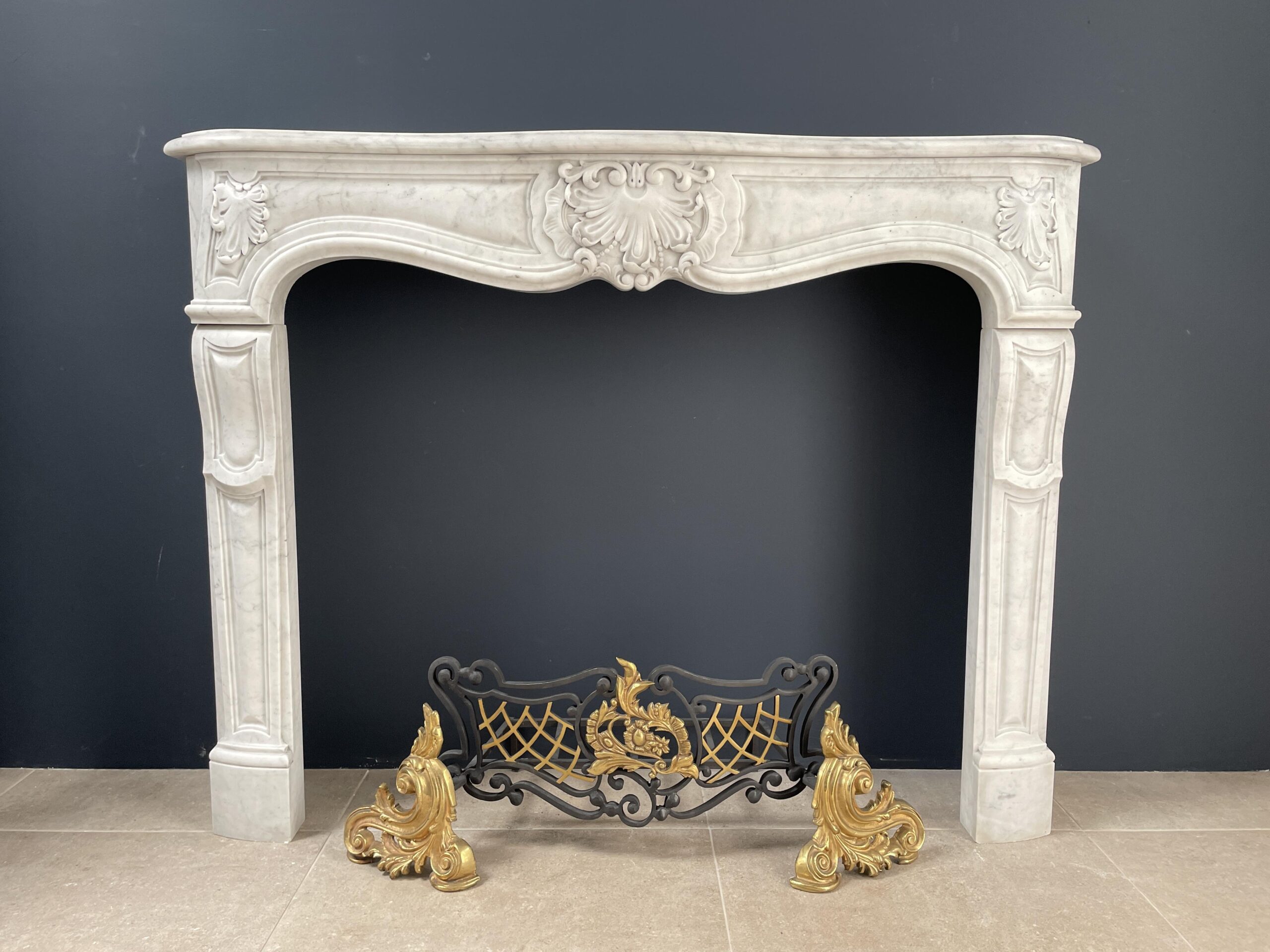 Special French Antique Carrara Marble Front Fireplace - Image 17