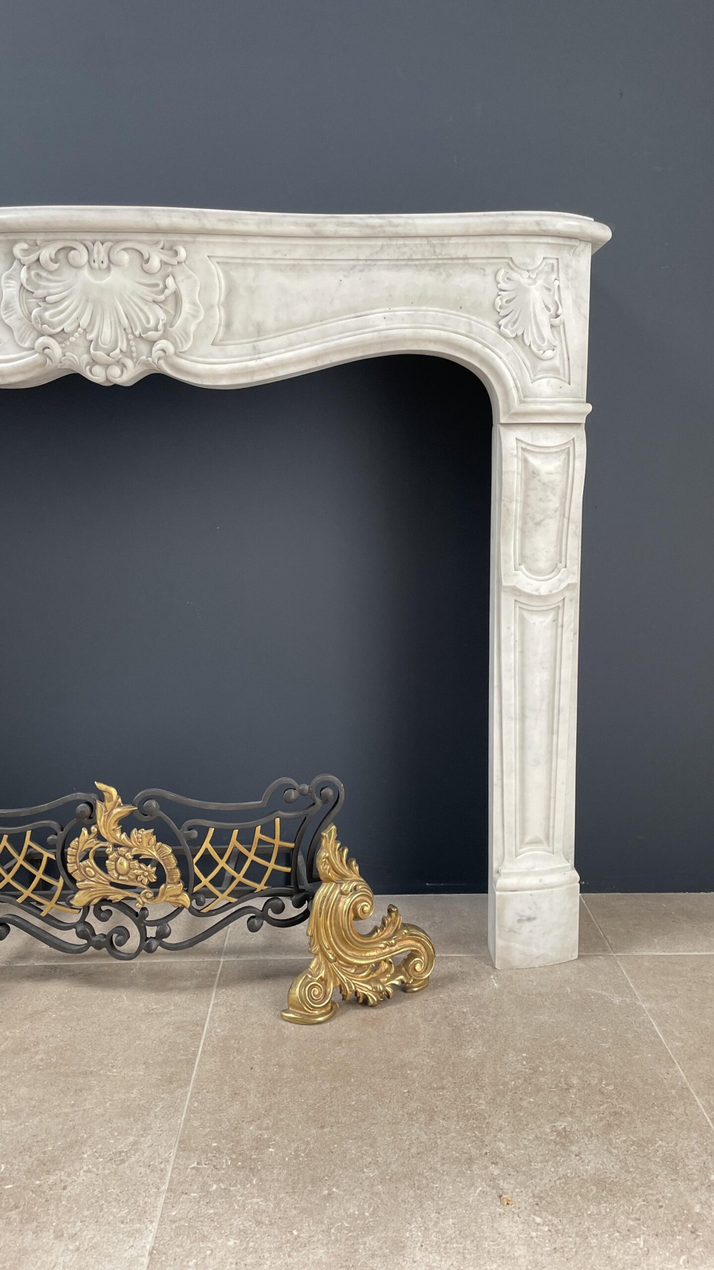 Special French Antique Carrara Marble Front Fireplace - Image 13