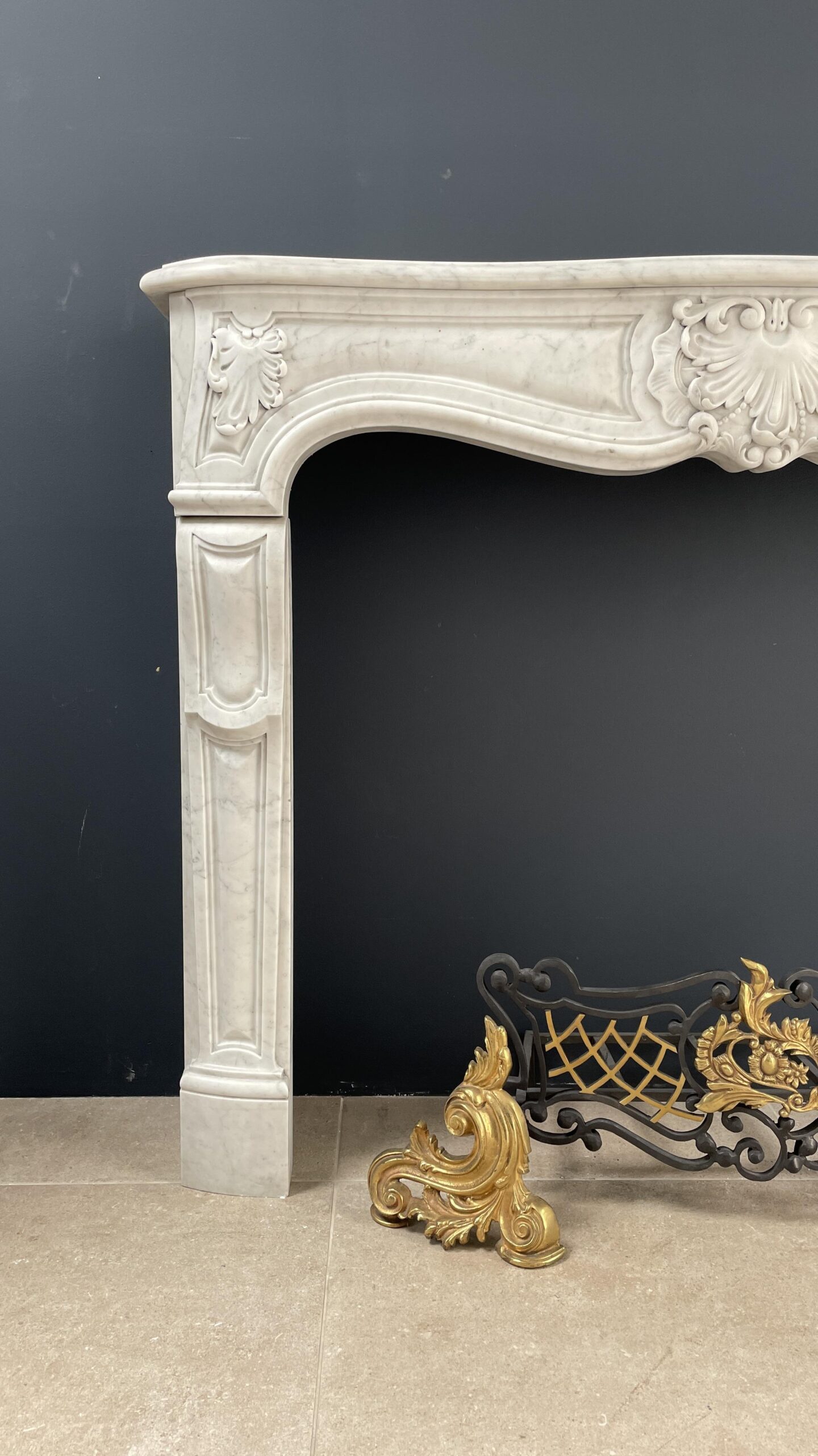 Special French Antique Carrara Marble Front Fireplace - Image 12