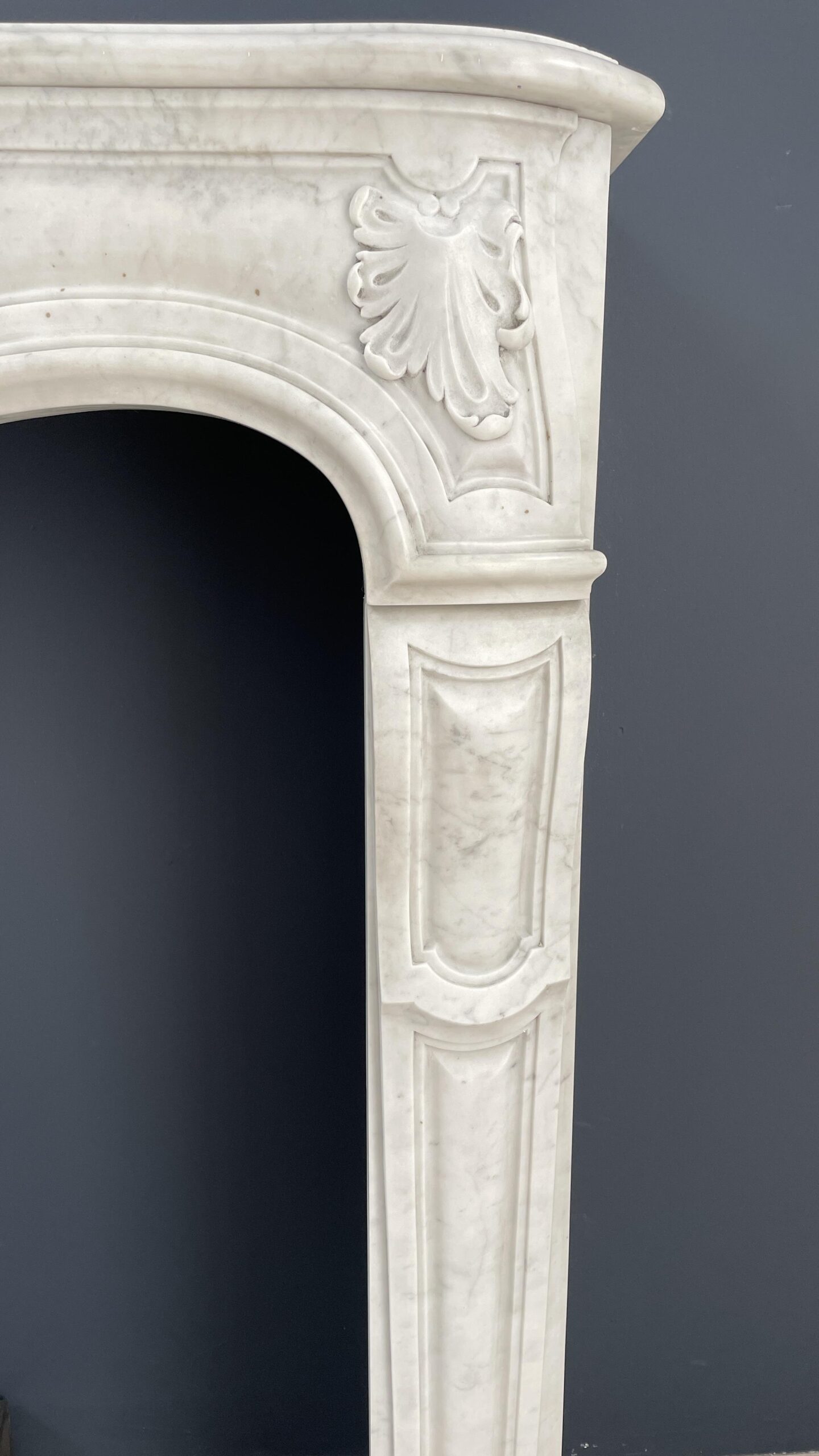 Special French Antique Carrara Marble Front Fireplace - Image 16