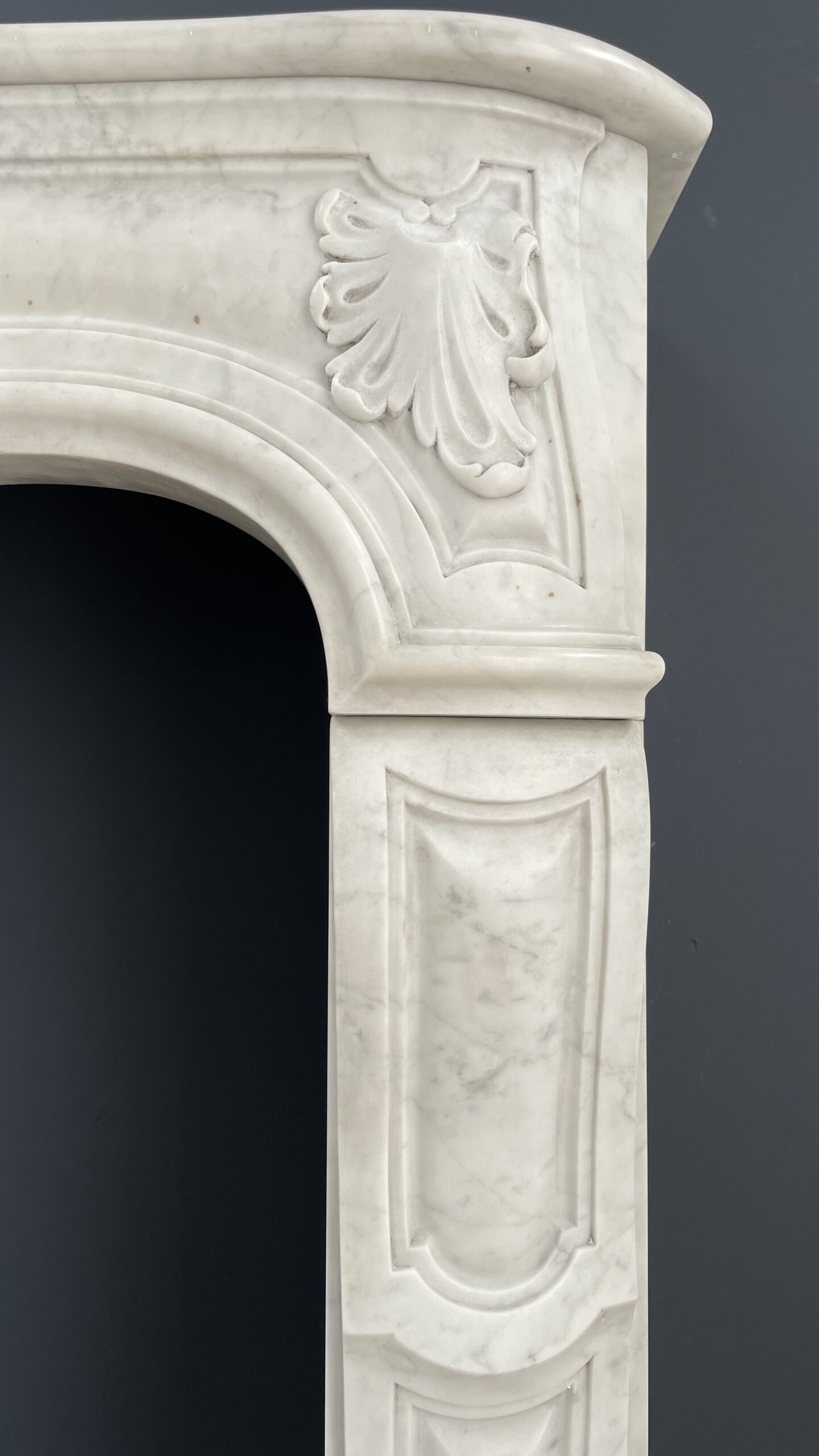 Special French Antique Carrara Marble Front Fireplace - Image 11