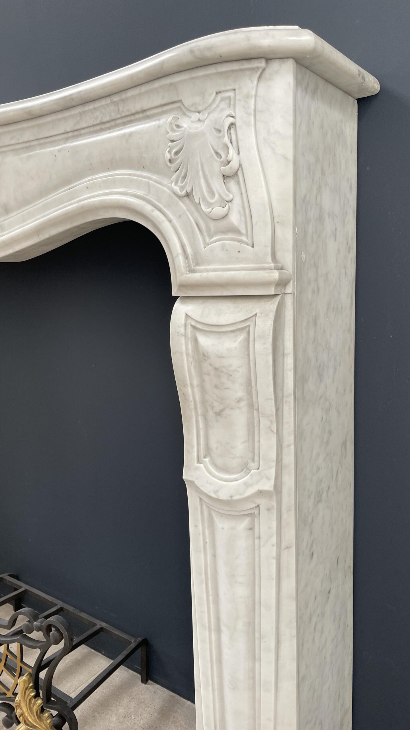 Special French Antique Carrara Marble Front Fireplace - Image 10