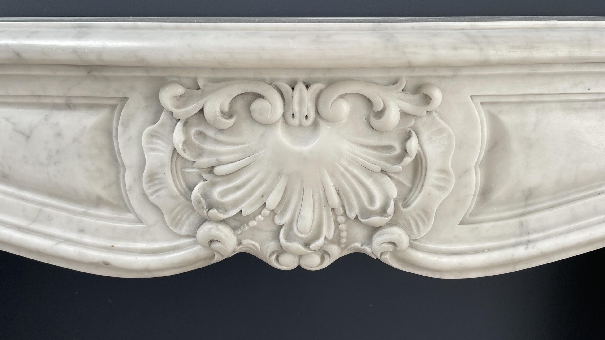 Special French Antique Carrara Marble Front Fireplace - Image 9