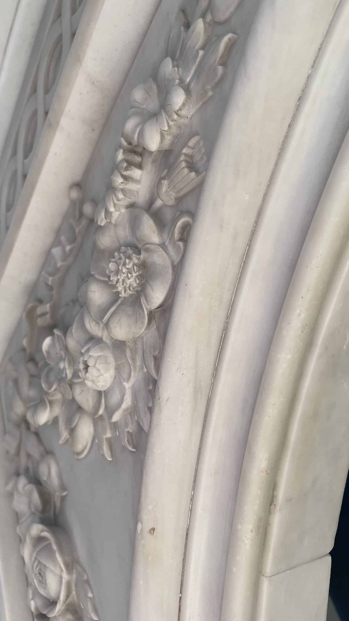 Bijzonder Luxe Franse Antieke Omloop Schouw Carrara Marmer - Afbeelding 8