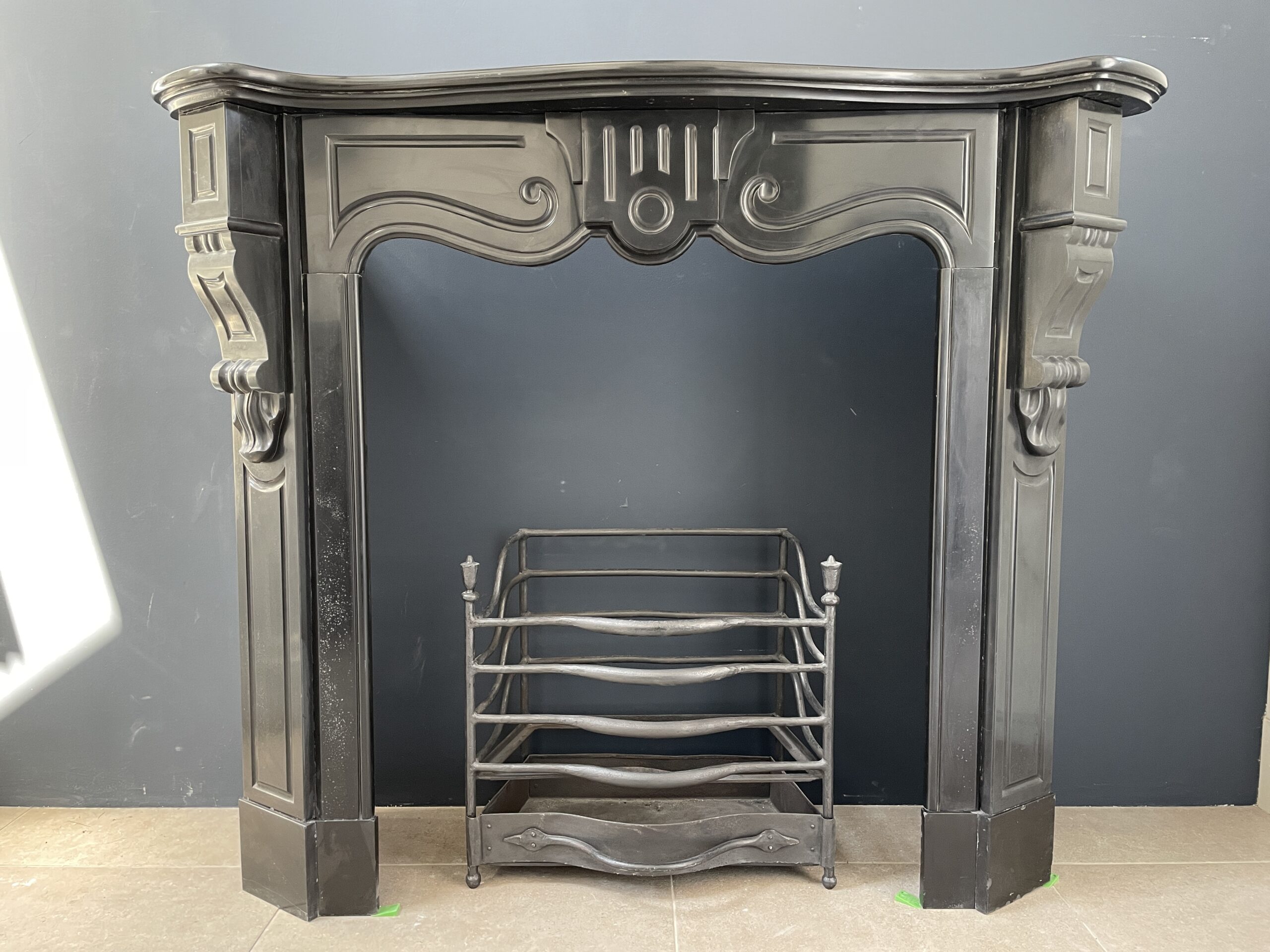 Antique fireplace black marble
