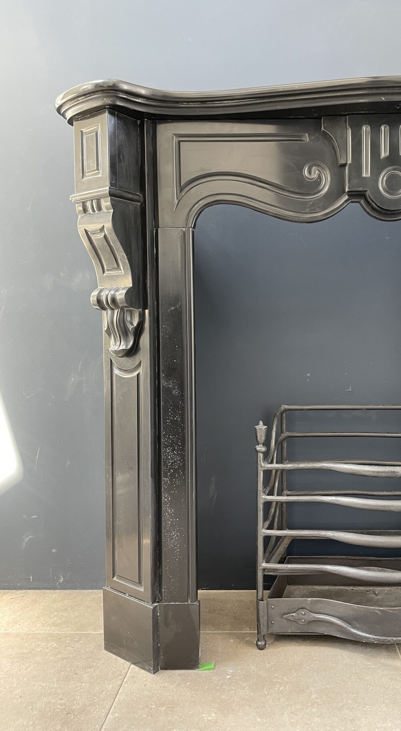 Black Marble Antique Fireplace Front Noir De Mazy Marble - Image 4