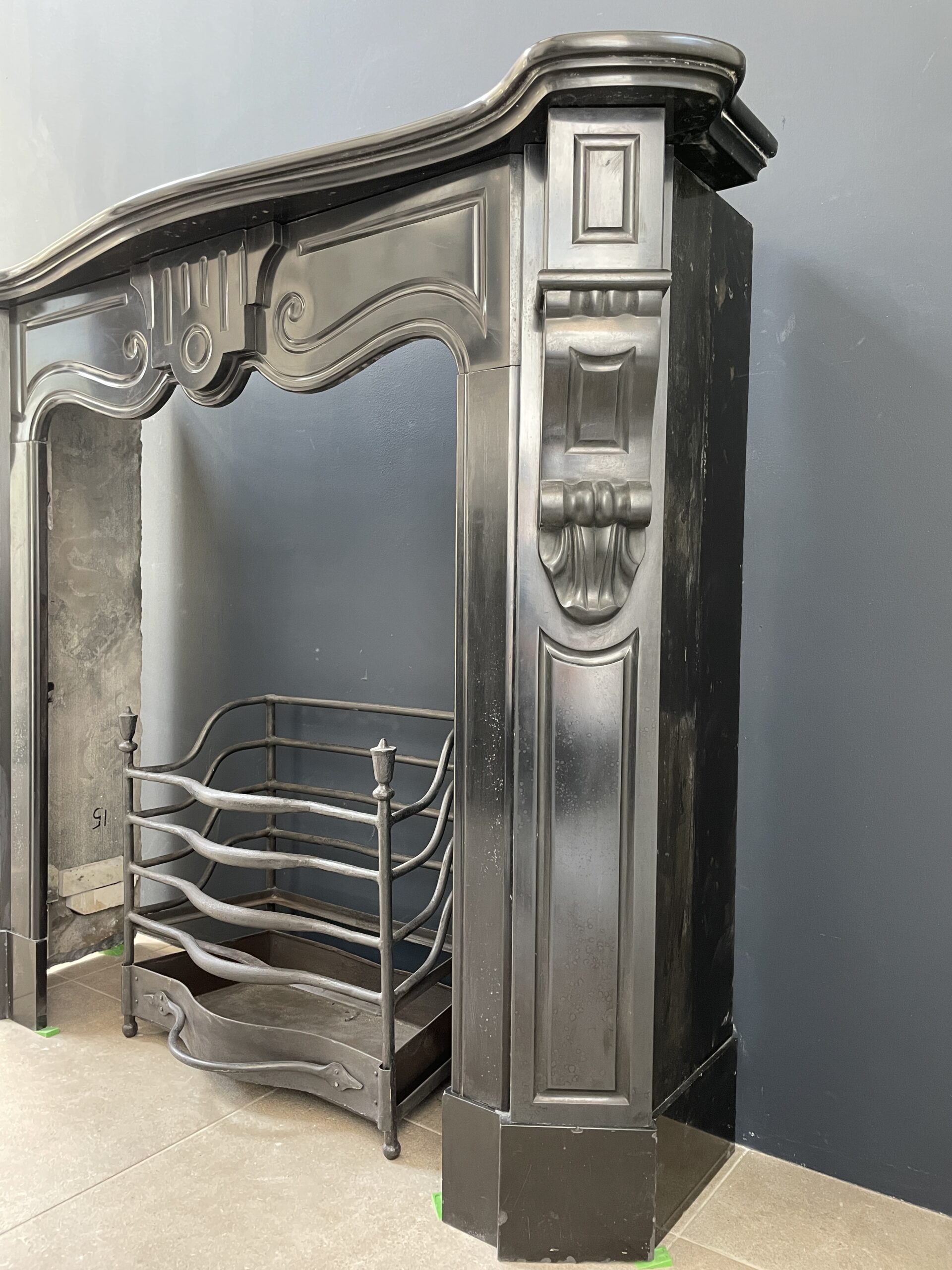 Antique fireplace black marble