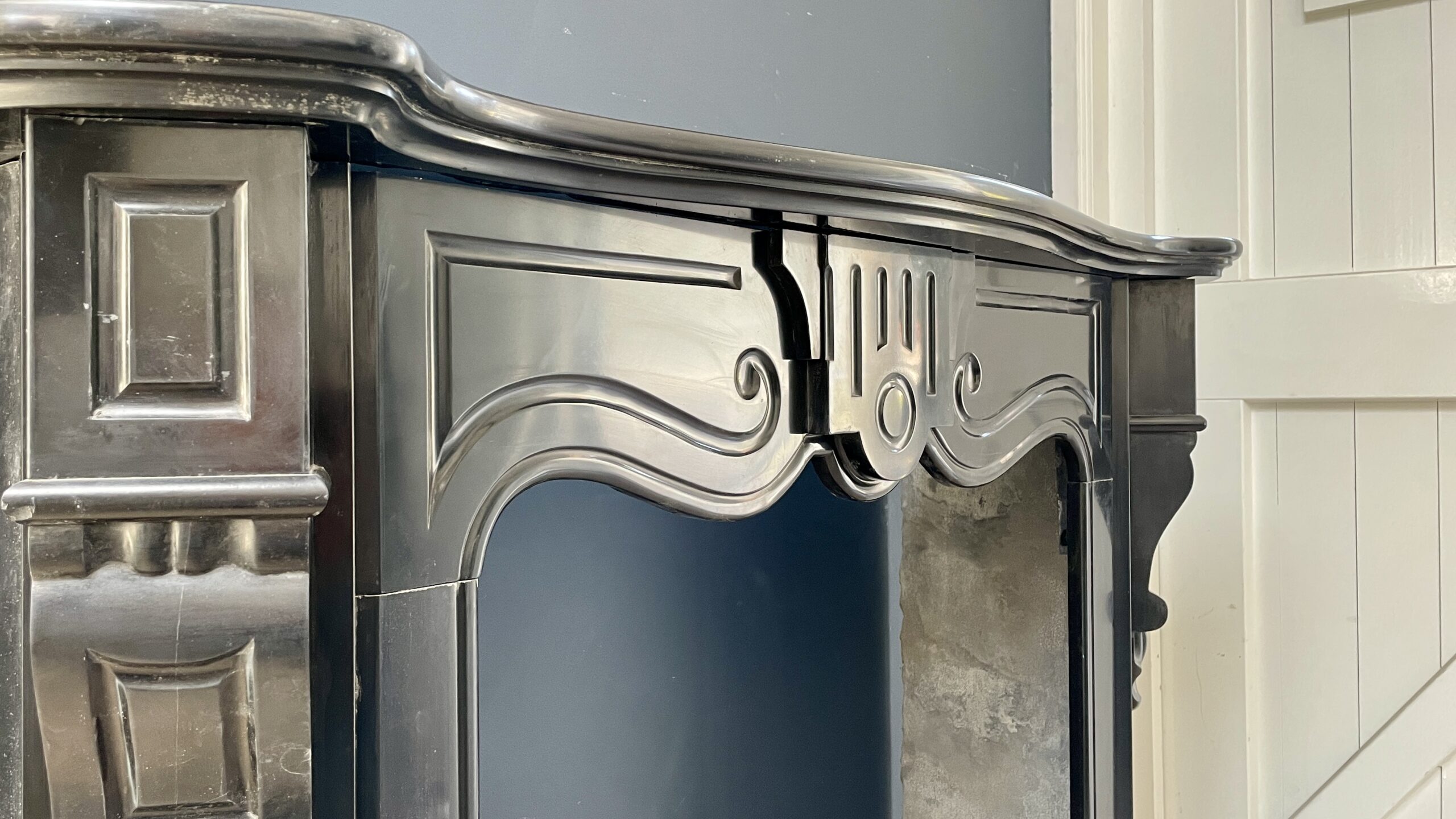 Antique fireplace black marble