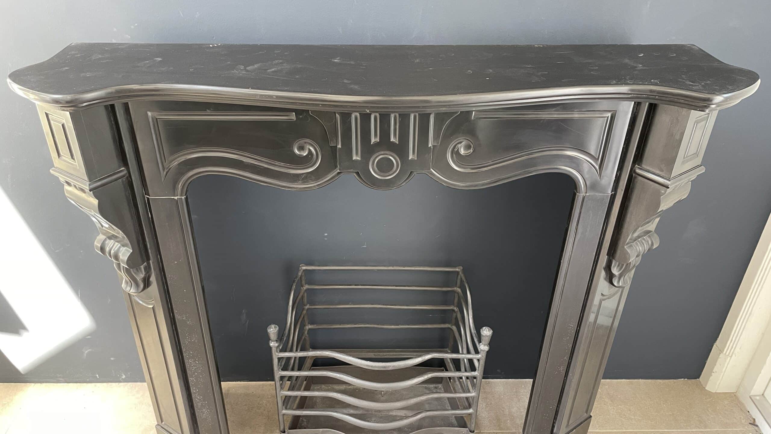 Black Marble Antique Fireplace Front Noir De Mazy Marble - Image 10
