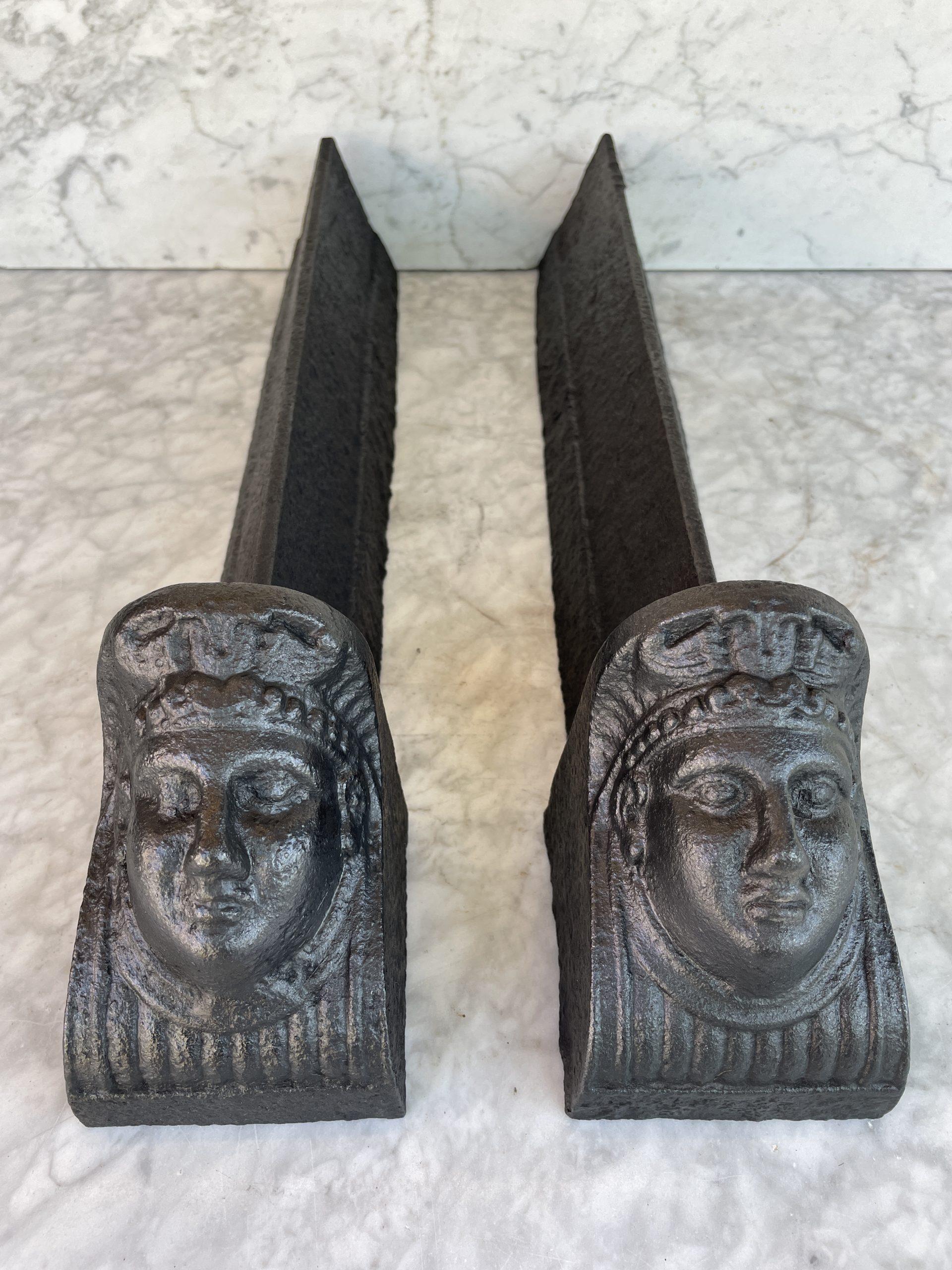 Set Antieke Franse Witte Stookbokken Gietijzer - Afbeelding 16